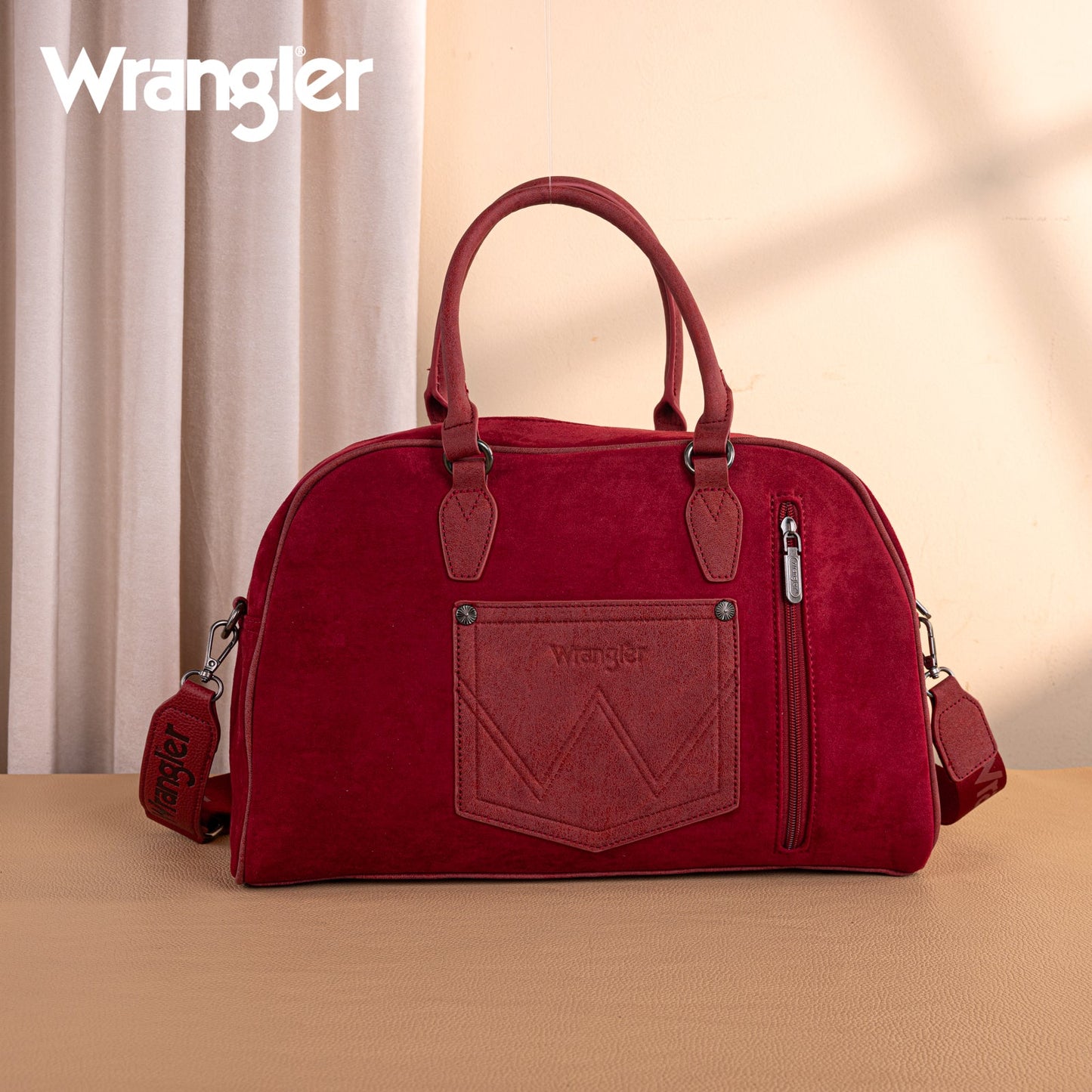 WG277-5110BDY Wrangler Vintage Floral Printed Duffle Bag - Burgundy