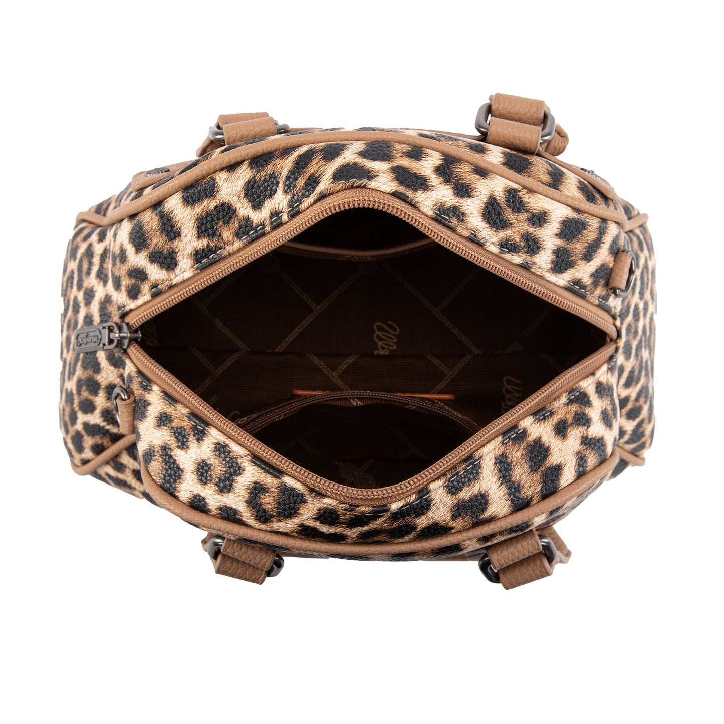 WG399-5112 Wrangler Leopard Print Satchel/Crossbody Bag-BR-LP