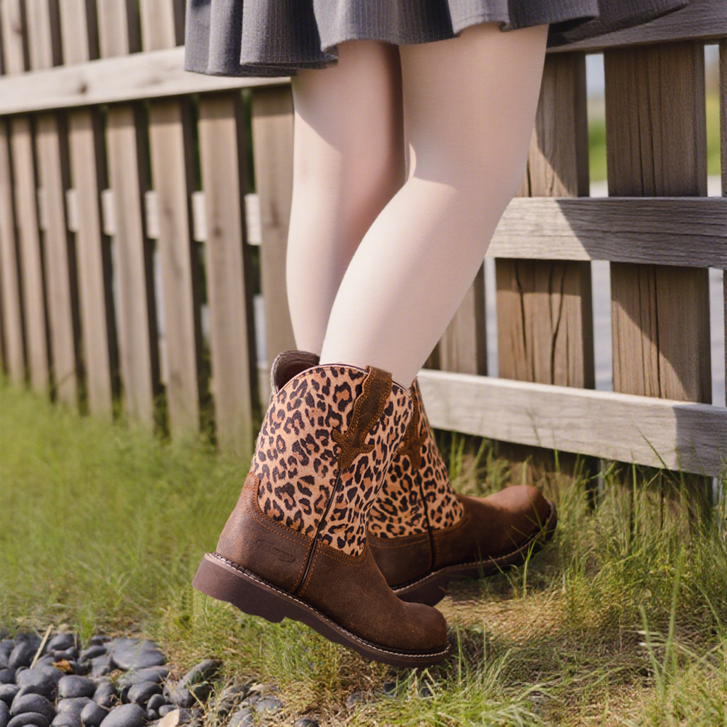 Palitutu PLT303612 Women's Mid-calf Western Boots - Full Grain Leather, Round Toe