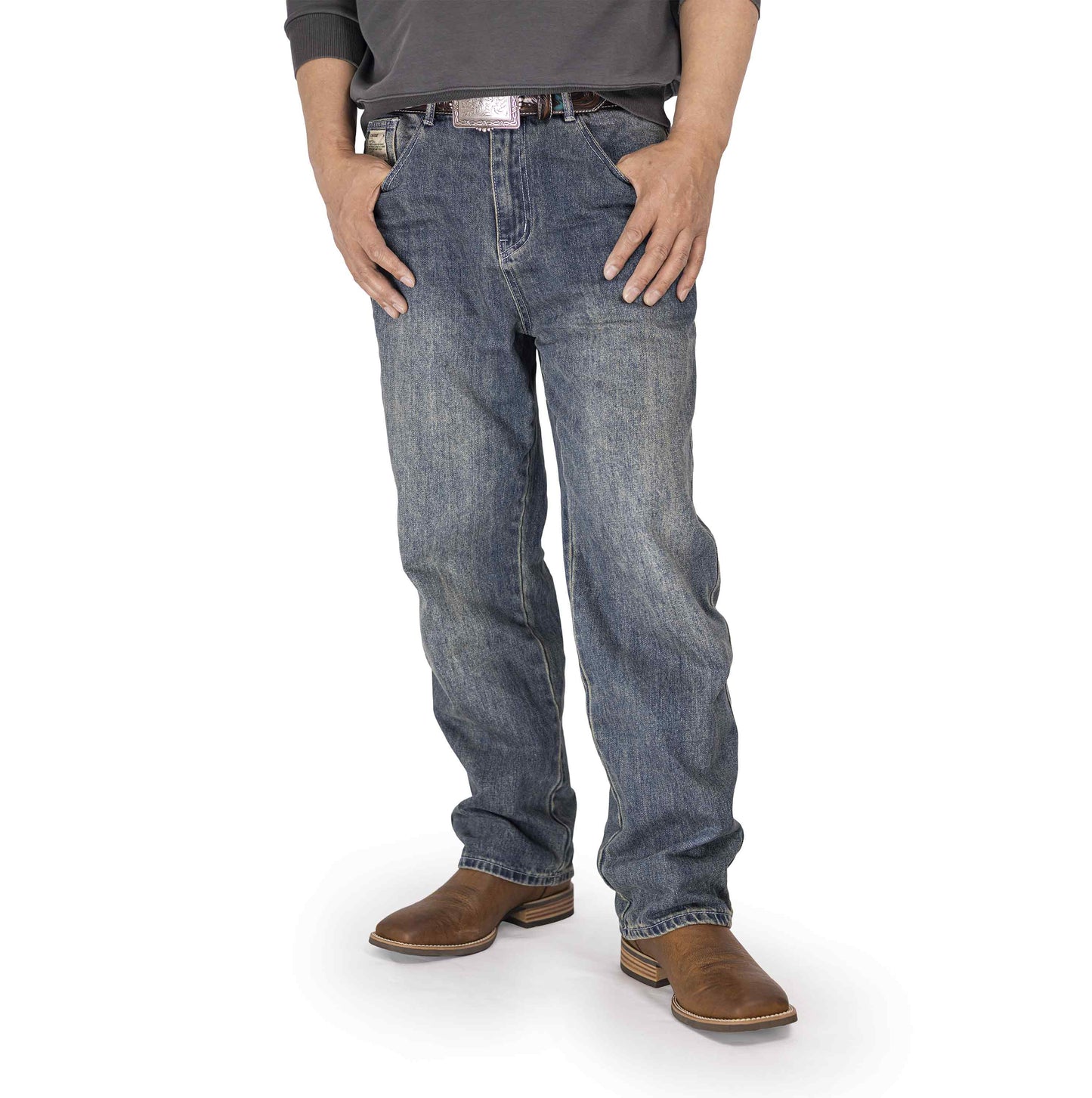 Palitutu PLT103617 Men's Western Cowboy Boots - Full Grain Leather, Square Toe