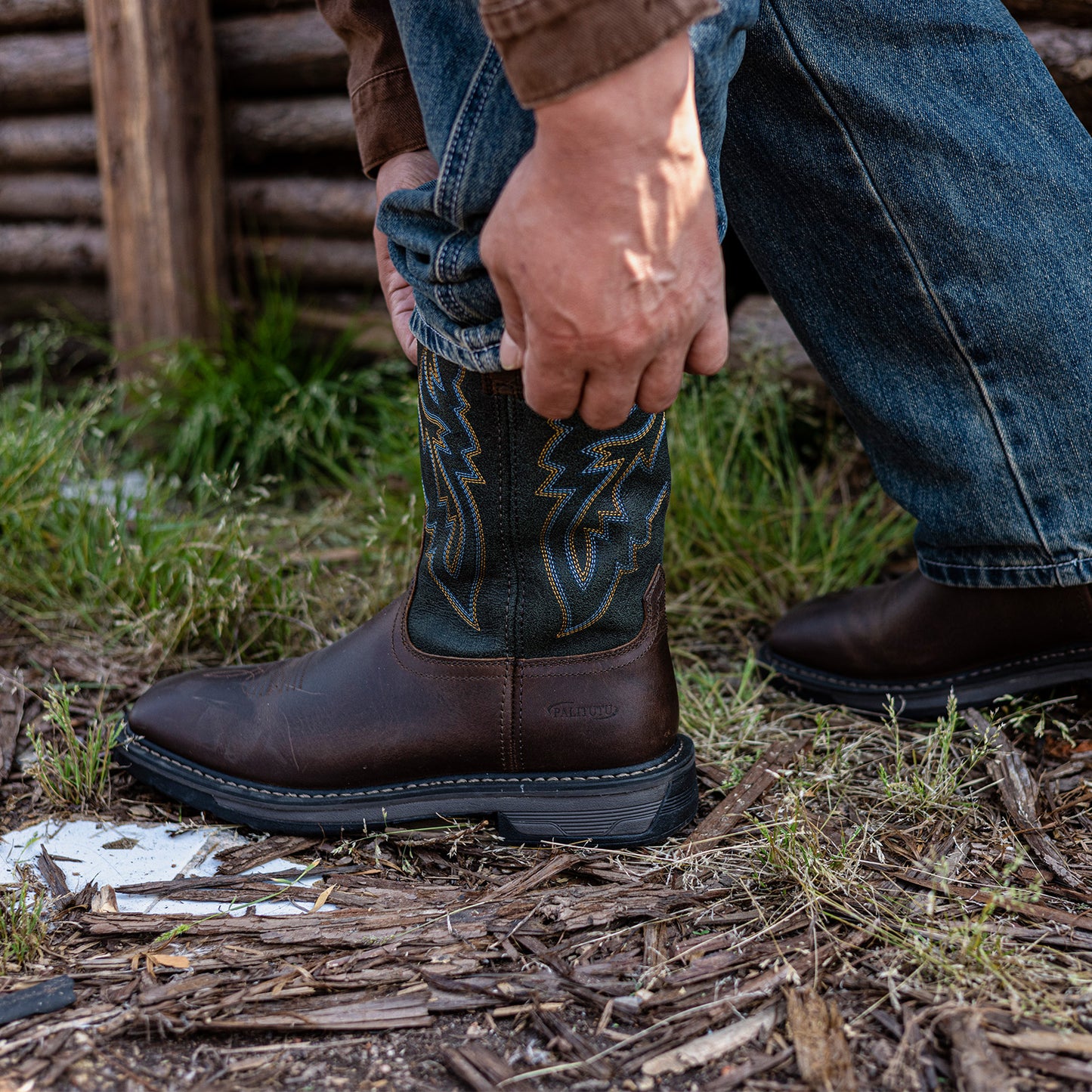 Palitutu PLT403602 Men's Work Boots - Full Grain Leather, Square Toe