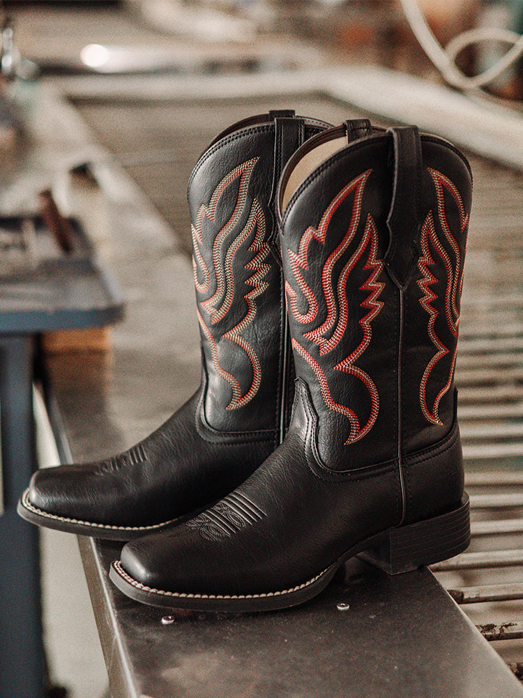 Palitutu PLT703603 Women's Western Cowgirl Boots - PU Leather, Square Toe