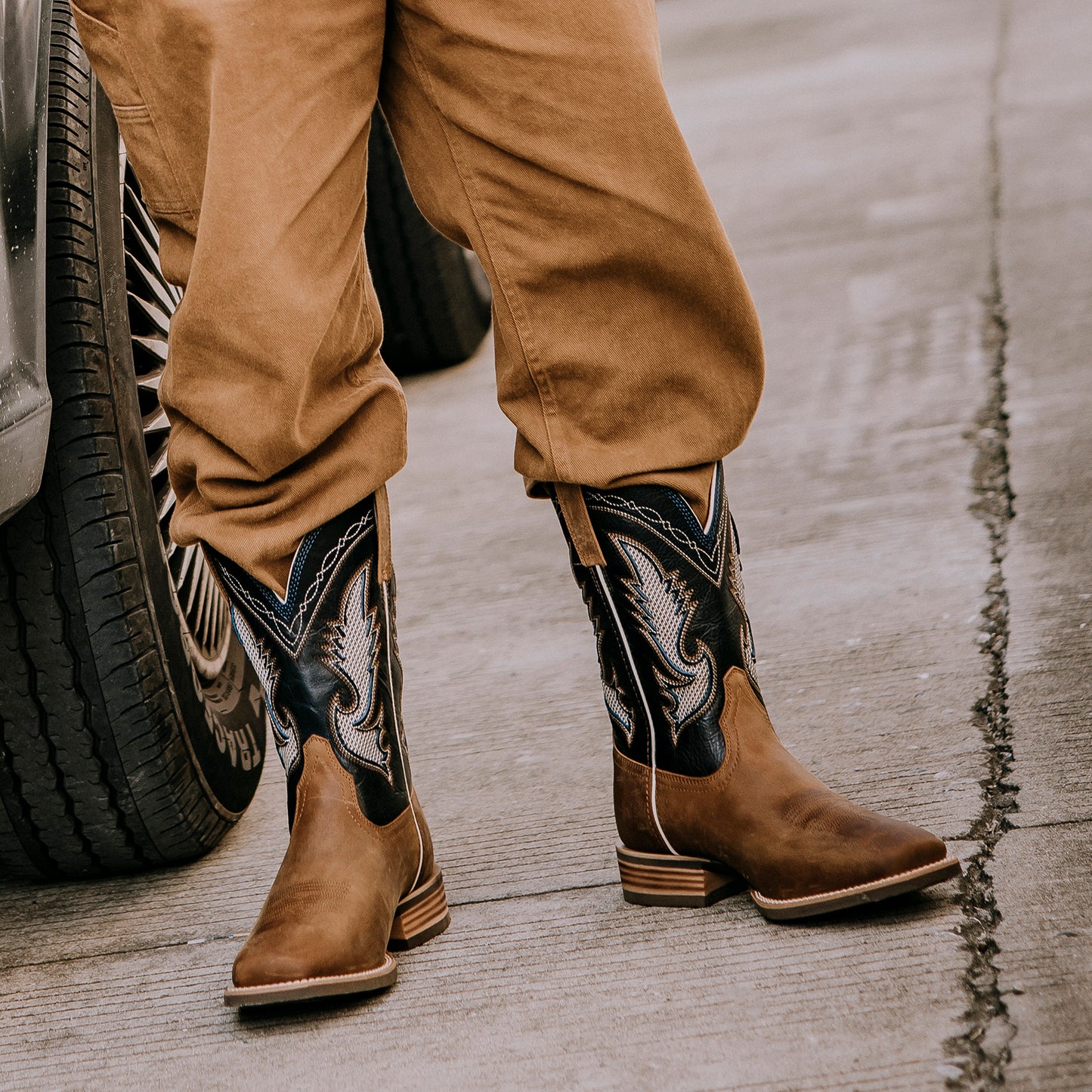 Palitutu PLT103618 Men's Western Cowboy Boots - Full Grain Leather, Square Toe