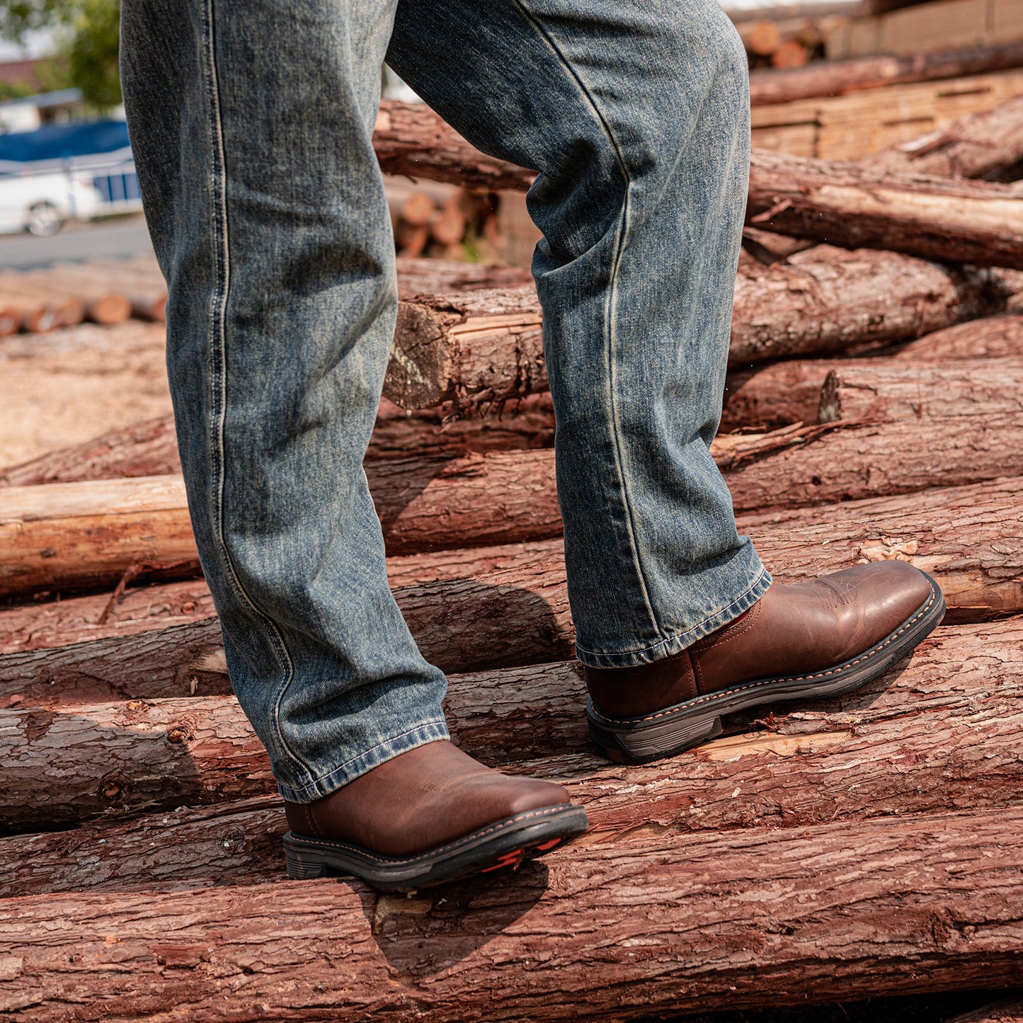 Palitutu PLT403601 Men's Work Boots - Full Grain Leather, Square Toe