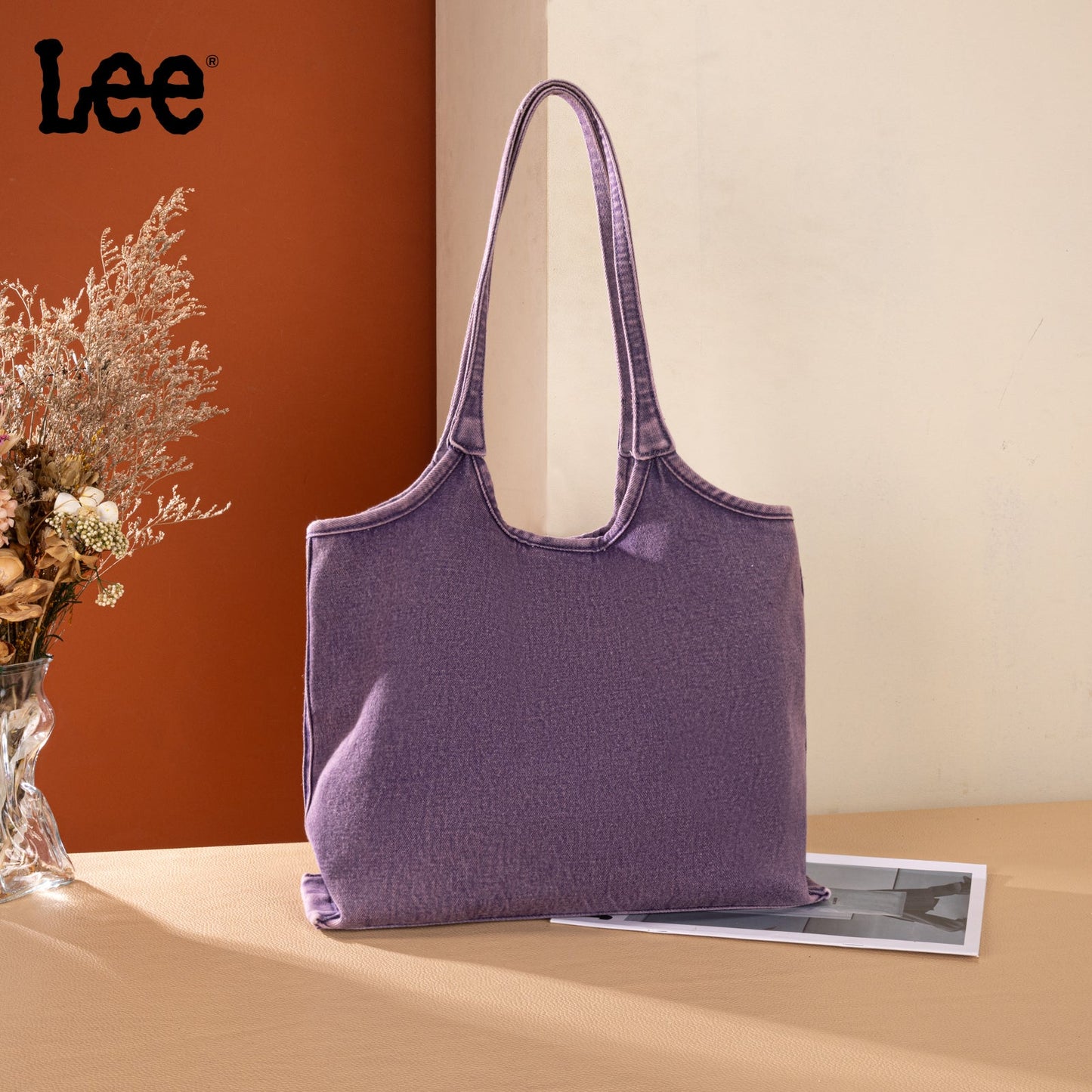 LEE63-001 LEE Denim Canvas Tote Bag/Shoulder Bag - Light Purple