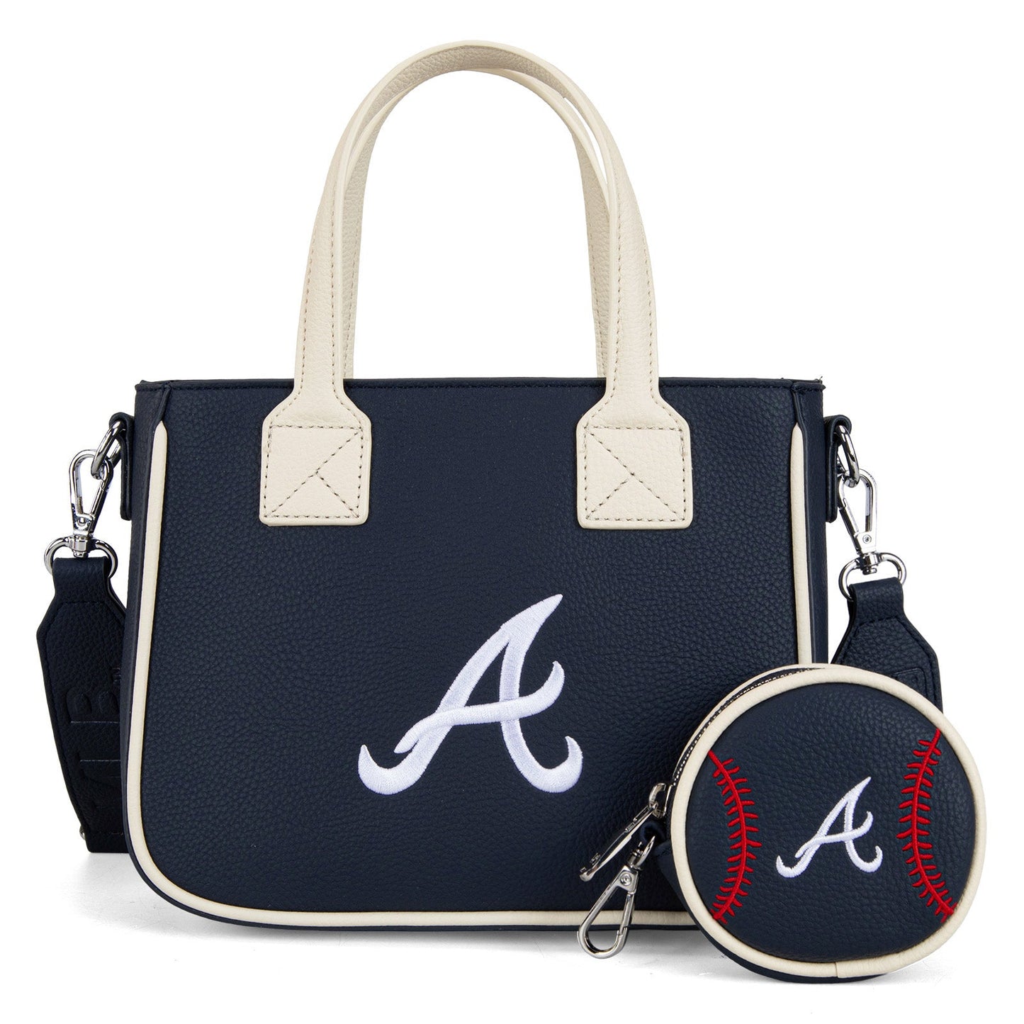 MLB-AB103 MLB Atlanta Braves Team Tote/Crossbody with Baseball Coin Pouch