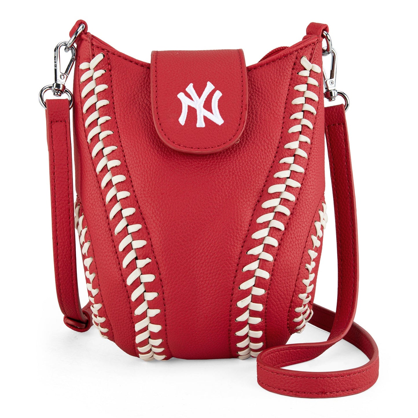 MLB-NY105 MLB New York Yankees Team Baseball Stitch Crossbody- Red