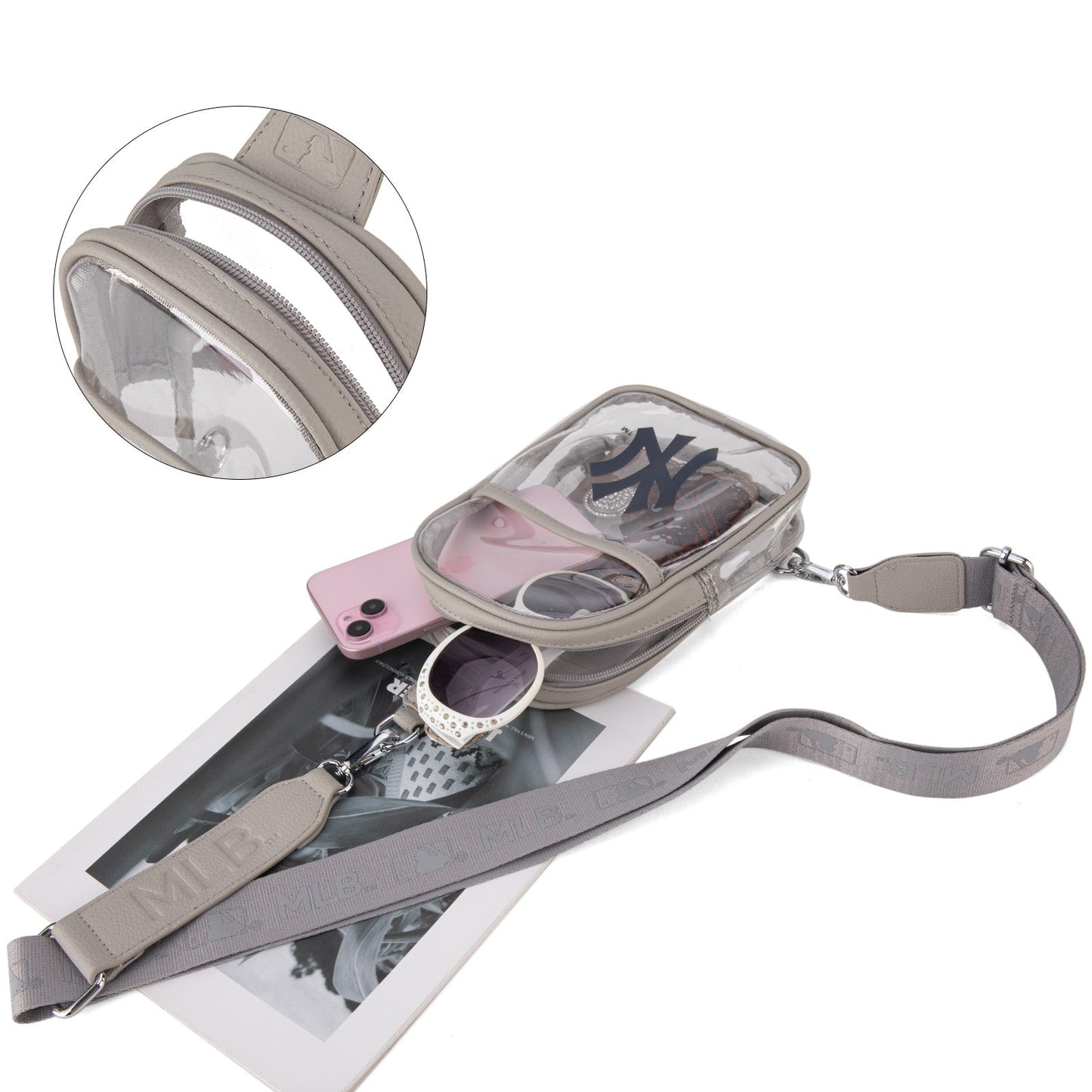 MLB-NY30-001 MLB New York Yankees Clear Mini Sling Stadium Bag