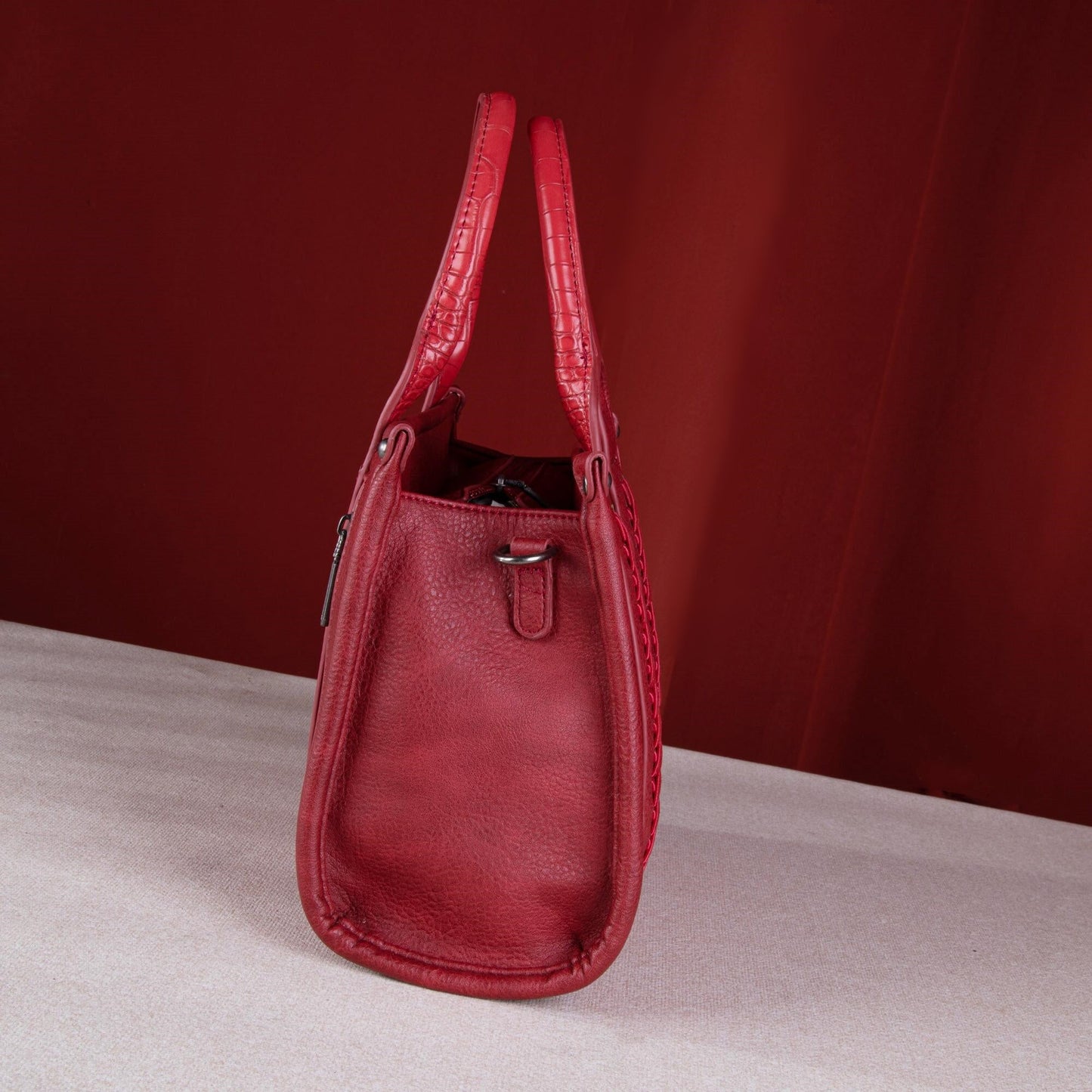 WG102-8120S Wrangler Croc Print Concealed Carry Tote/Crossbody - Burgundy