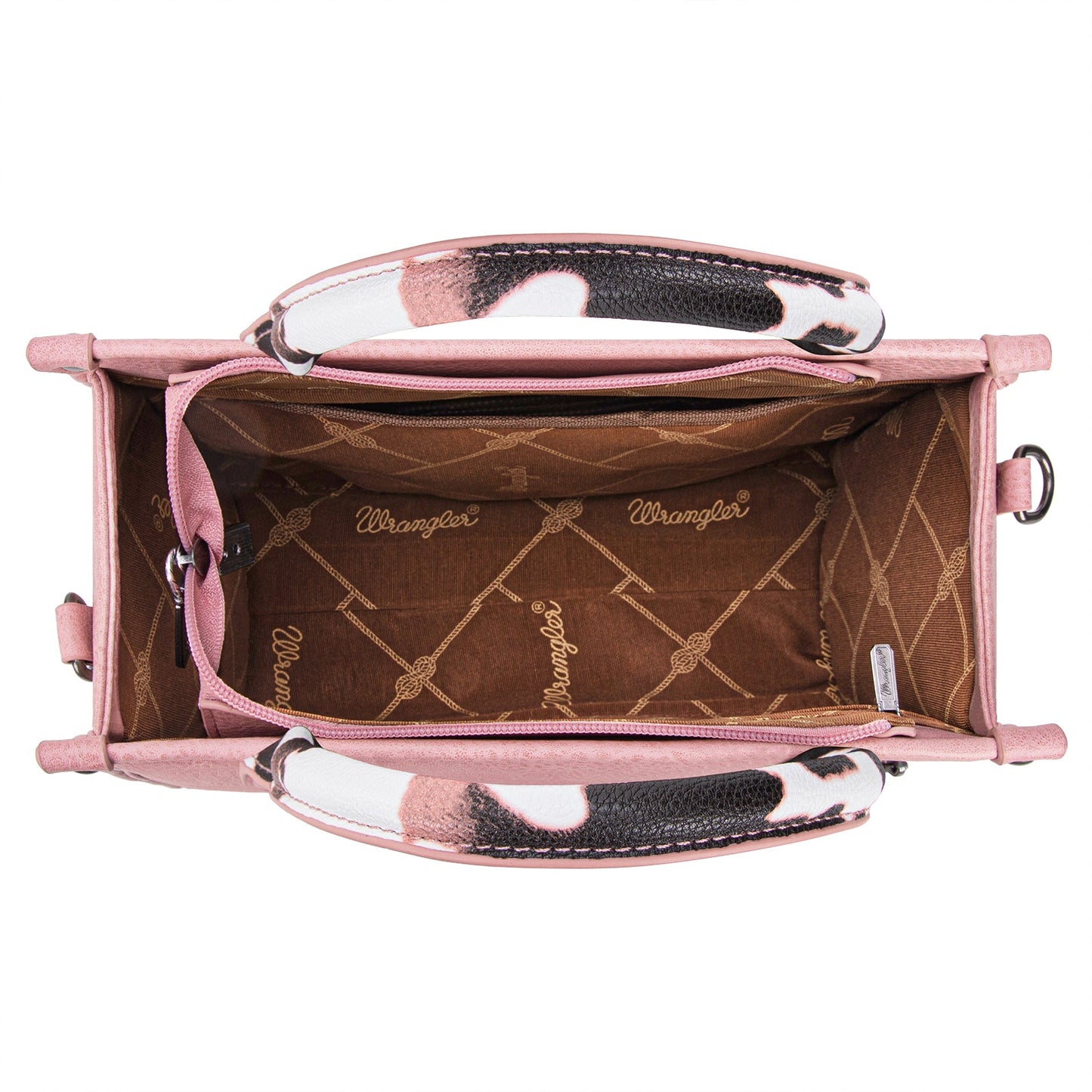 WG102-8120S Wrangler Cow Print Concealed Carry Tote/Crossbody - Hot Pink