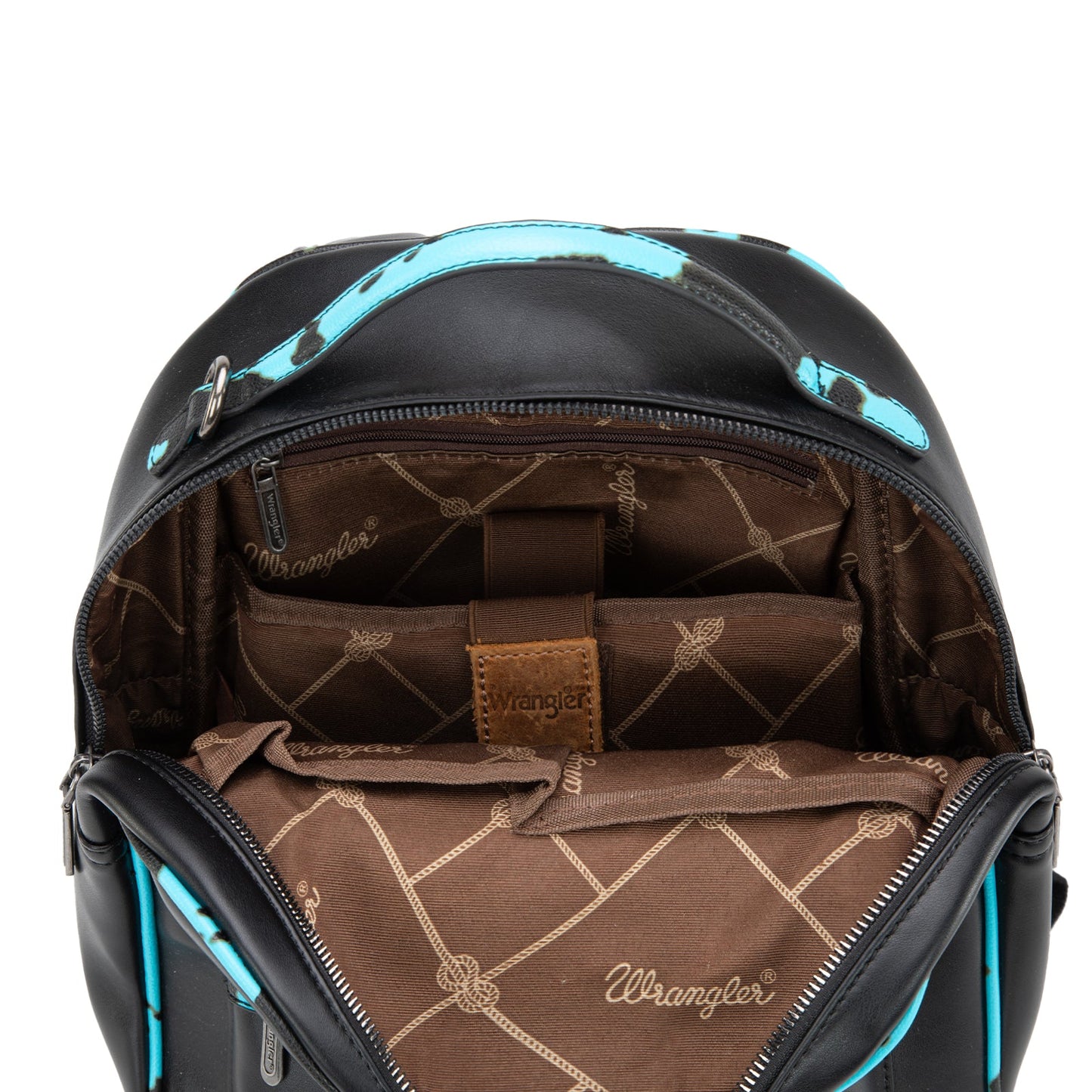 WG102-8603 Wrangler Cow Print Backpack With Coin Pouch - Turquoise