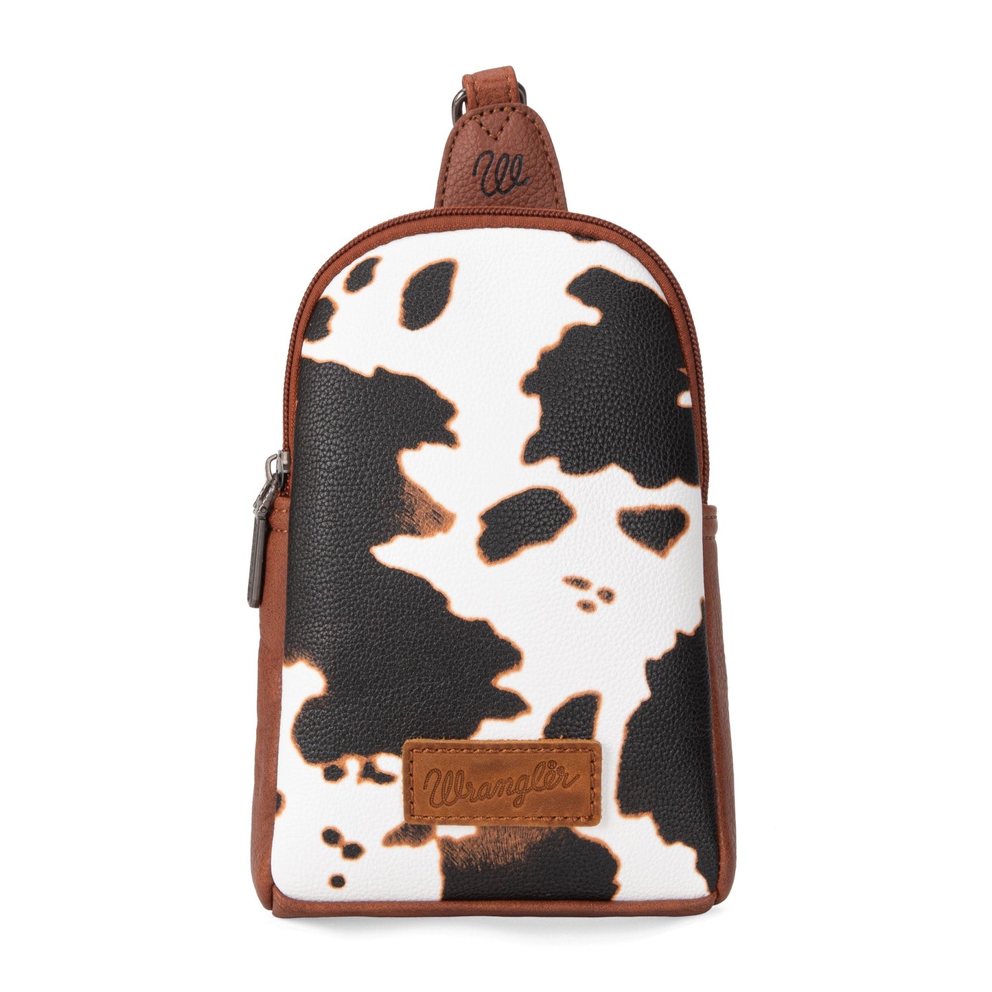 WG133-210 Wrangler Cow Print Crossbody Sling Chest Bag - Brown
