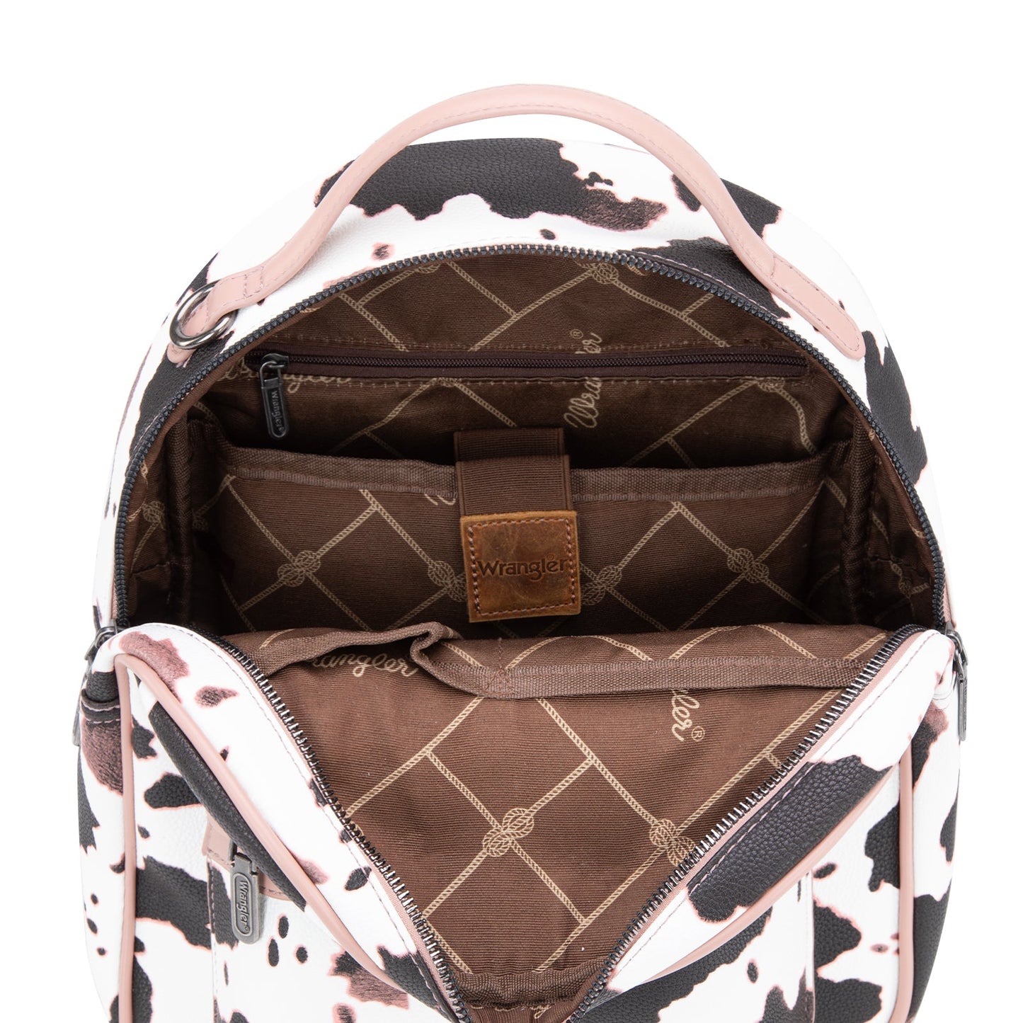 WG133-8603 Wrangler Cow Print Backpack With Coin Pouch - Pink