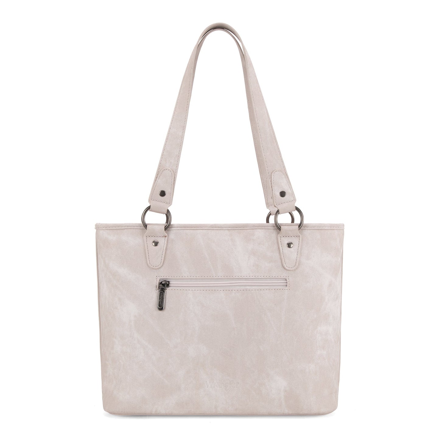 WG219-8317 Wrangler "W" Stitch Water Repellent Denim Pocket Zippered Tote Bag- Beige
