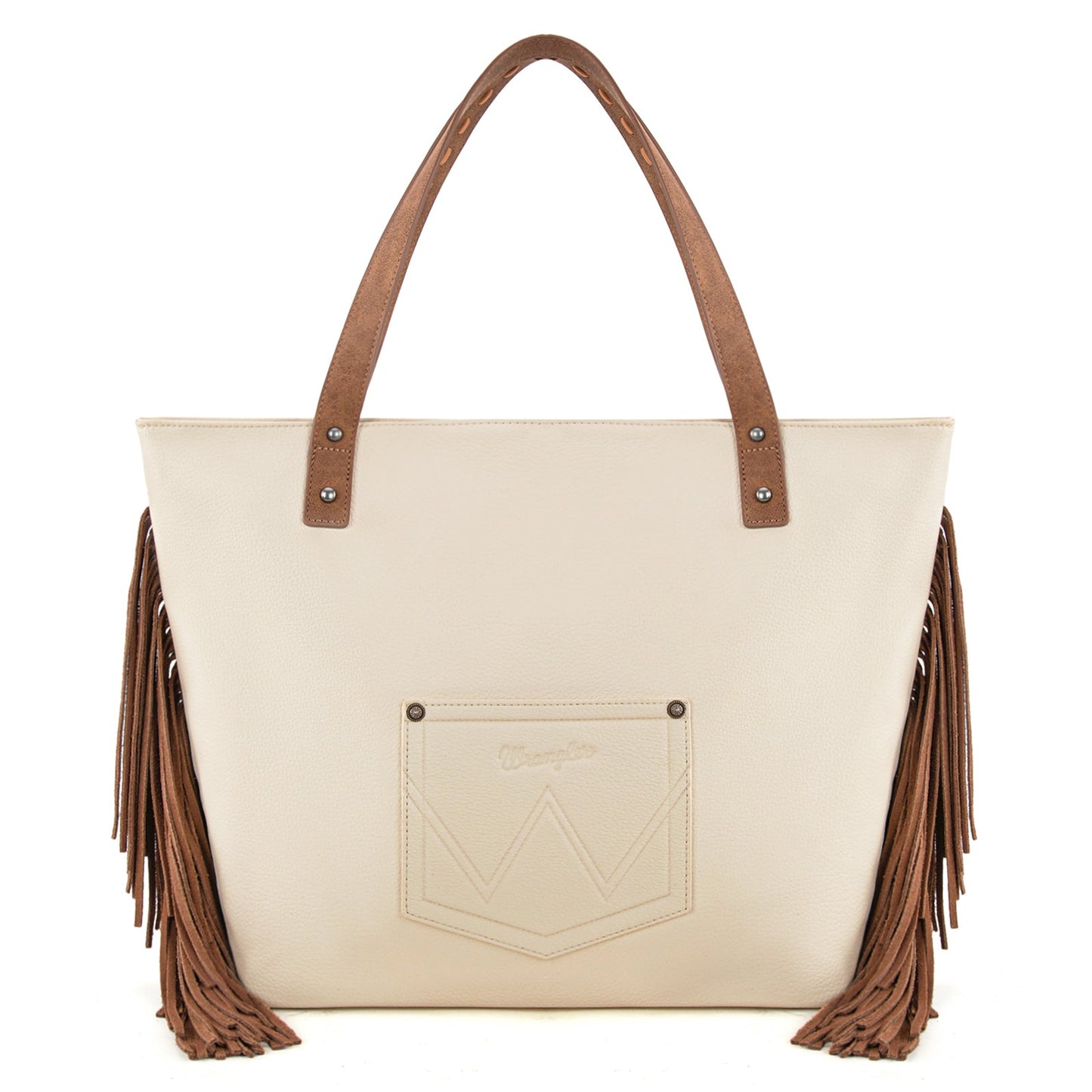 WG233-2002 Wrangler Aztec Embroidered Large Tote Bag- Beige