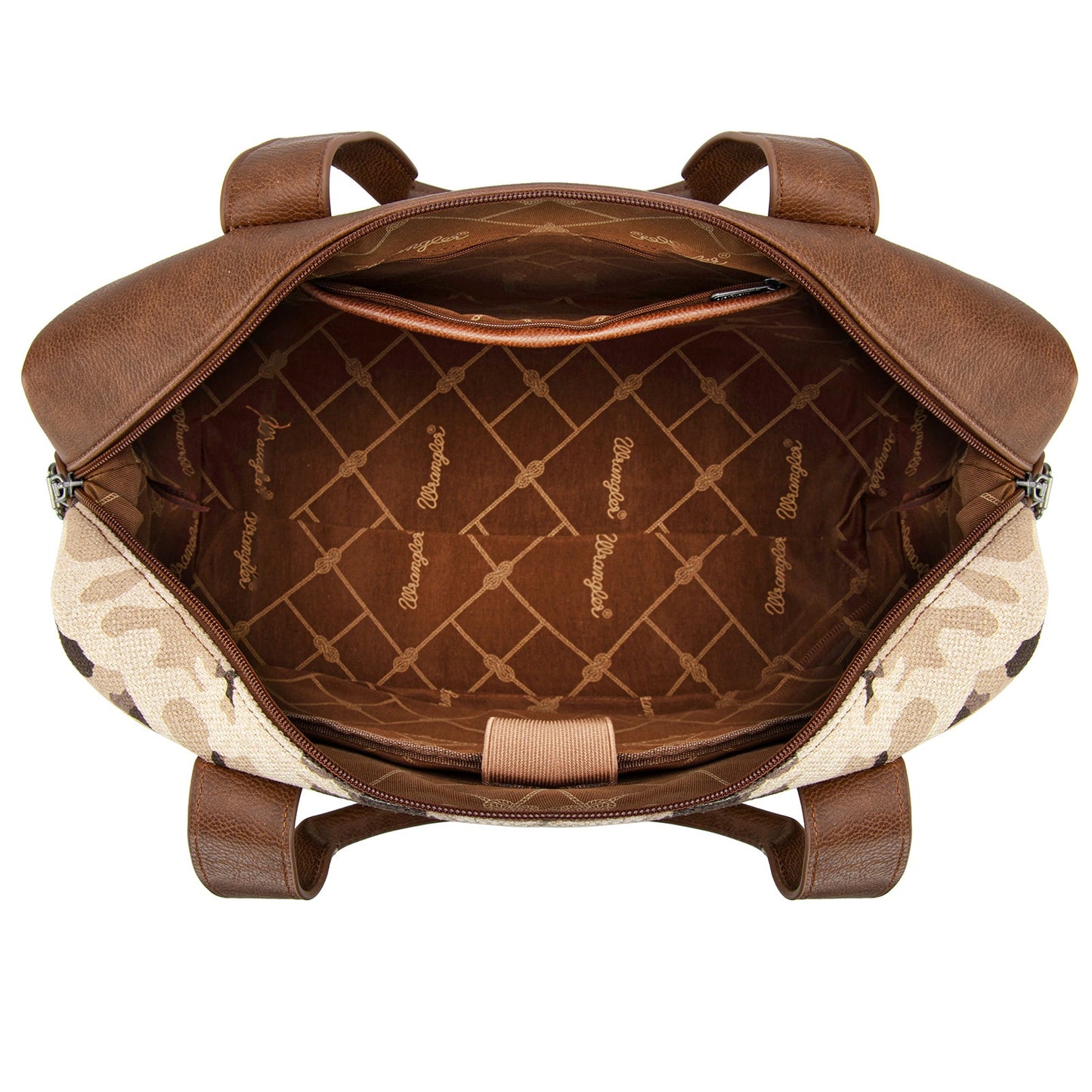 WG286-5110 Wrangler Camo Print Collection Duffle Bag -Brown