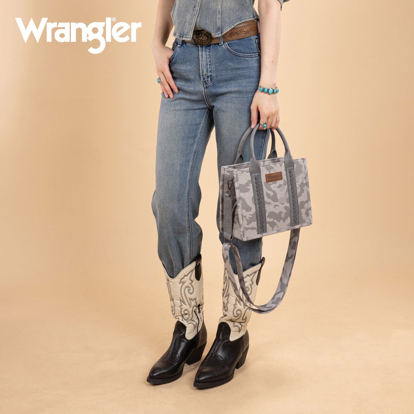 WG286-8120S Wrangler Camo Print Tote/Crossbody -Grey