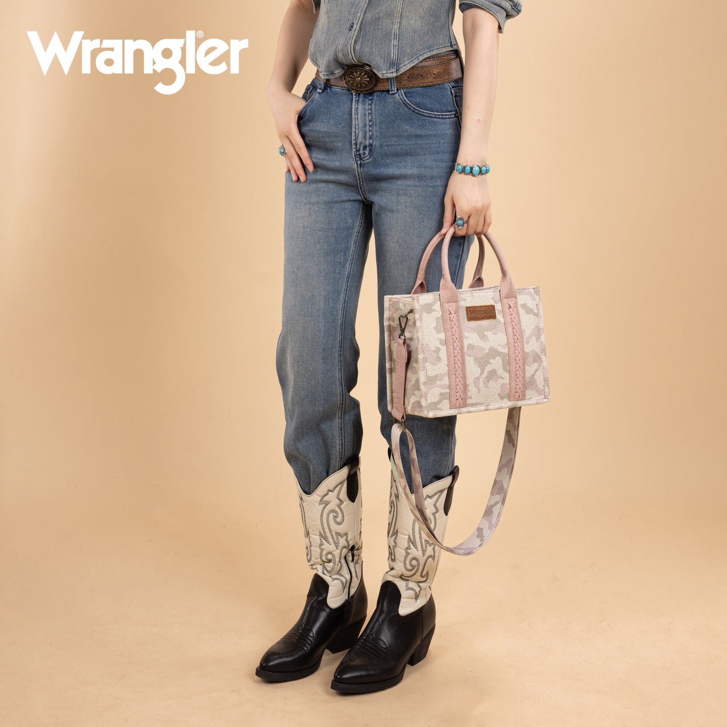 WG286-8120S Wrangler Camo Print Tote/Crossbody - Pink