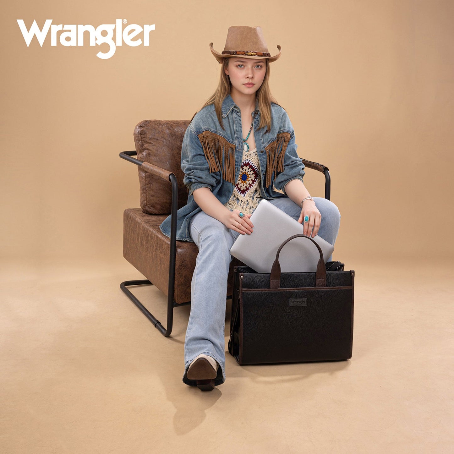 WG288-8119 Wrangler Carry-All Large Tote Work Tote /Crossbody - Black