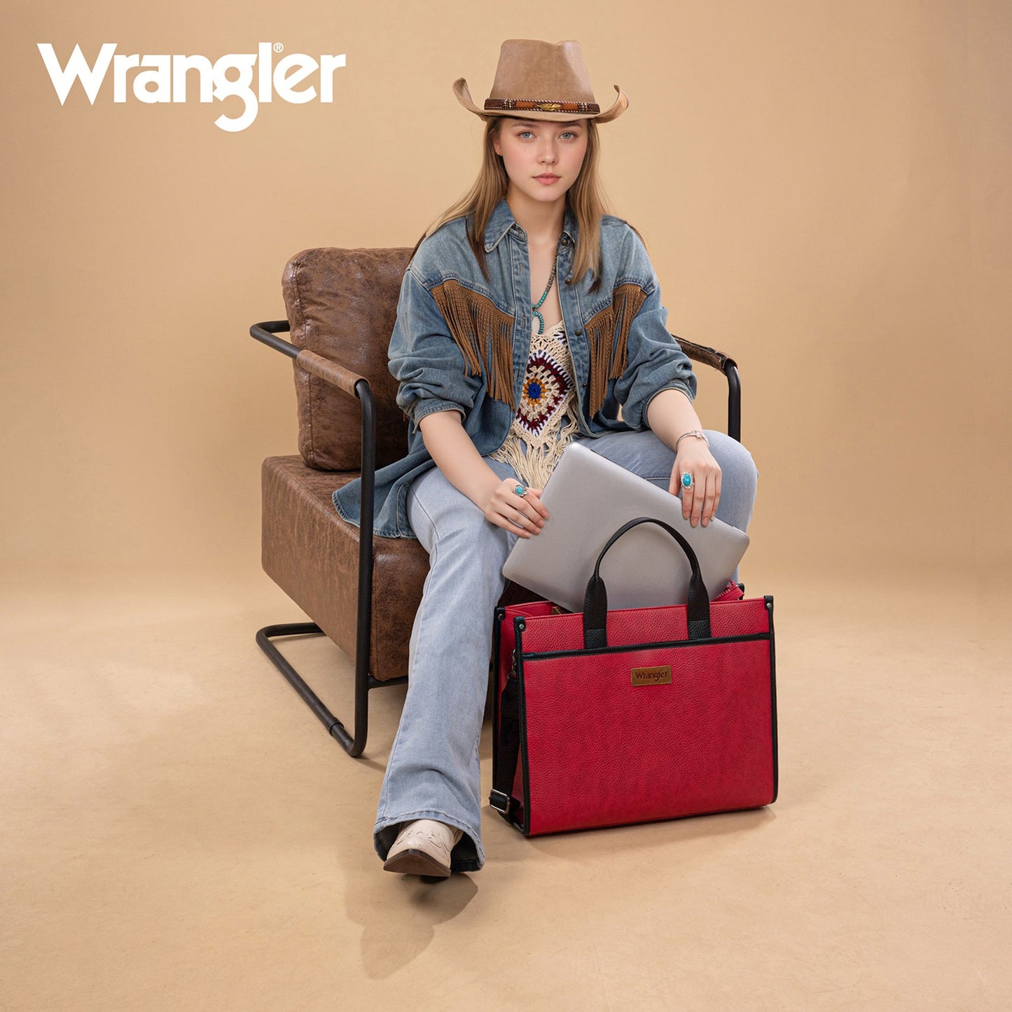 WG288-8119 Wrangler Carry-All Large Tote Work Tote /Crossbody - Red