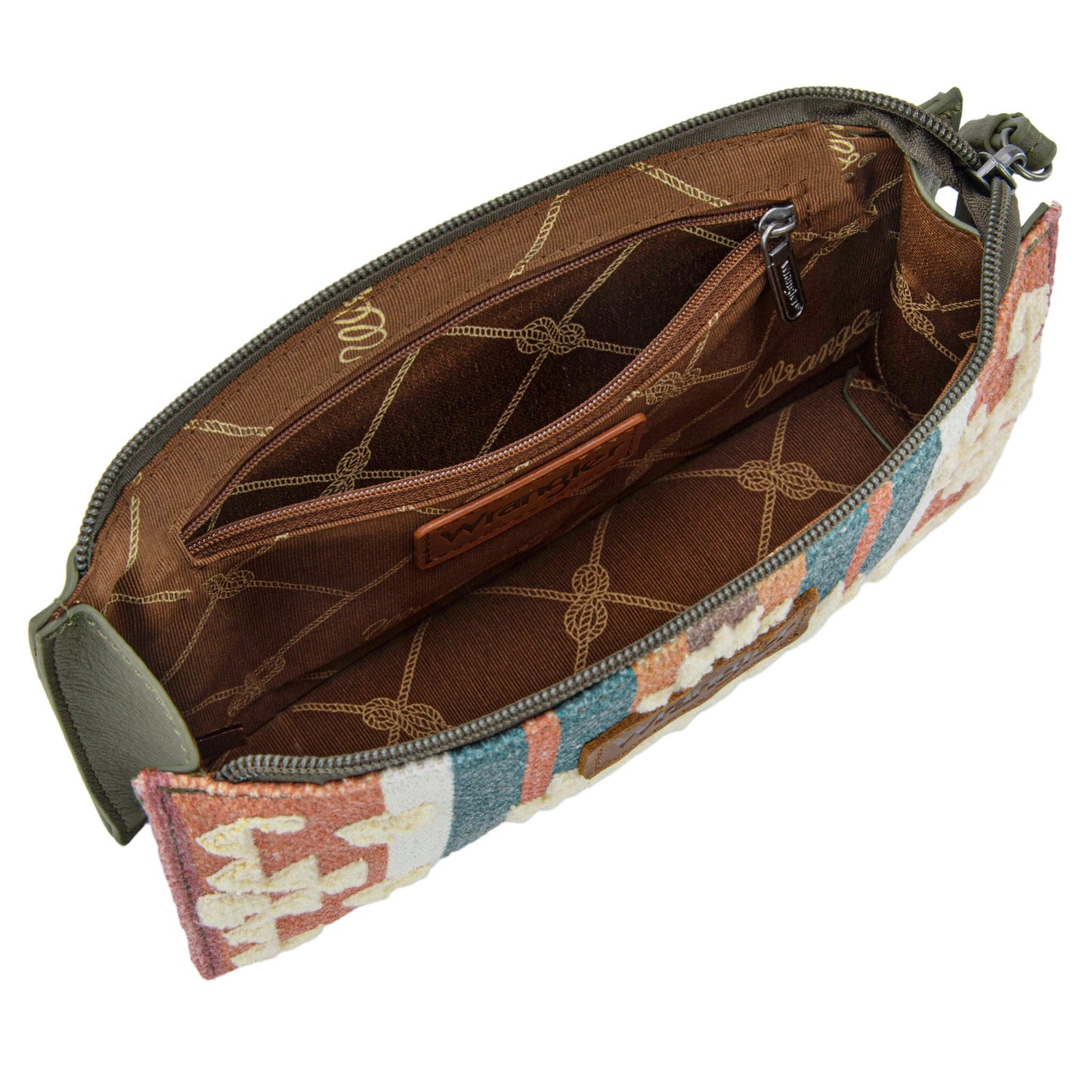 WG313-181 Wrangler Sherpa Aztec Canvas Clutch - Green