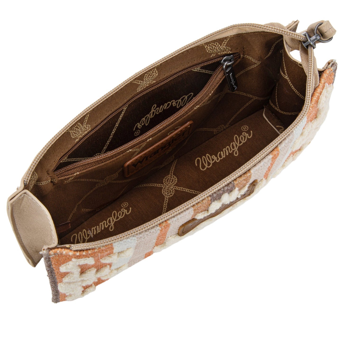 WG313-181 Wrangler Sherpa Aztec Canvas Clutch - Tan