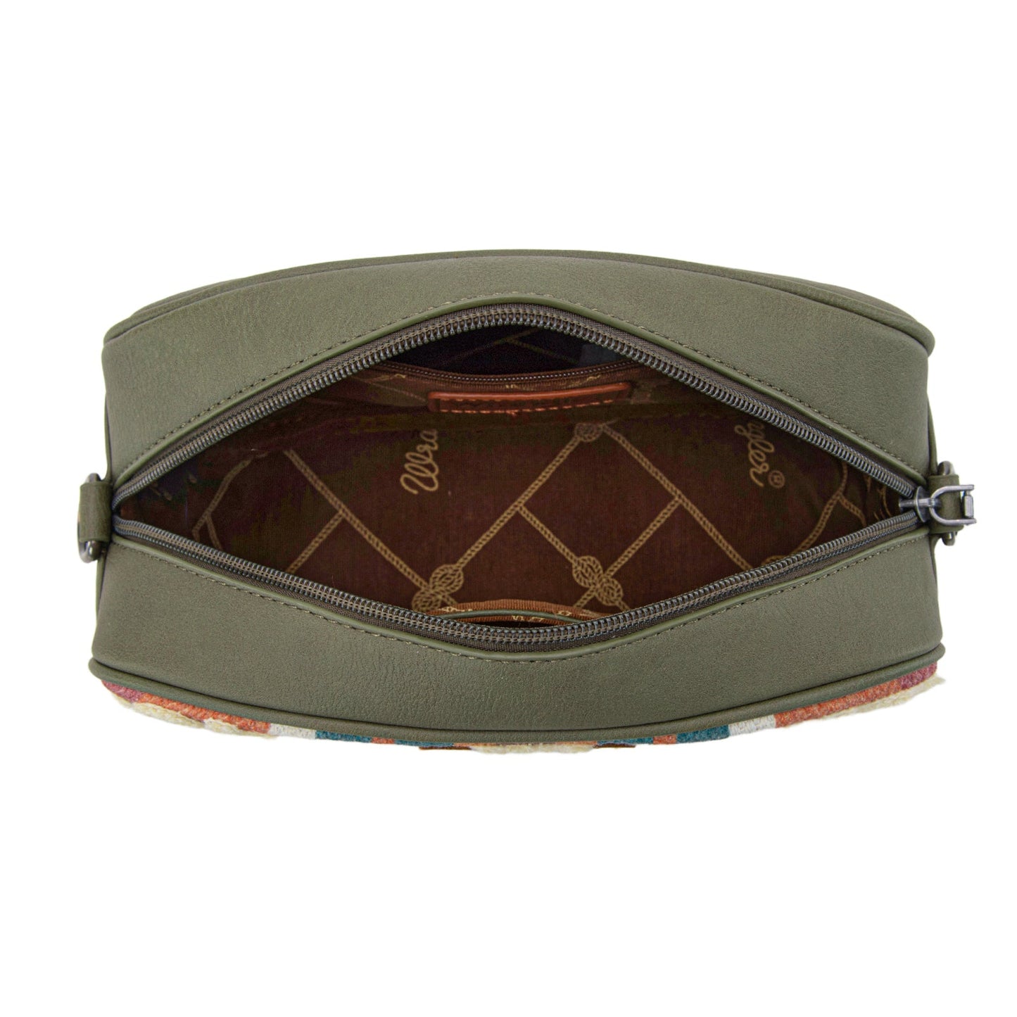 WG313-8365 Wrangler Sherpa Aztec Canvas Crossbody - Green