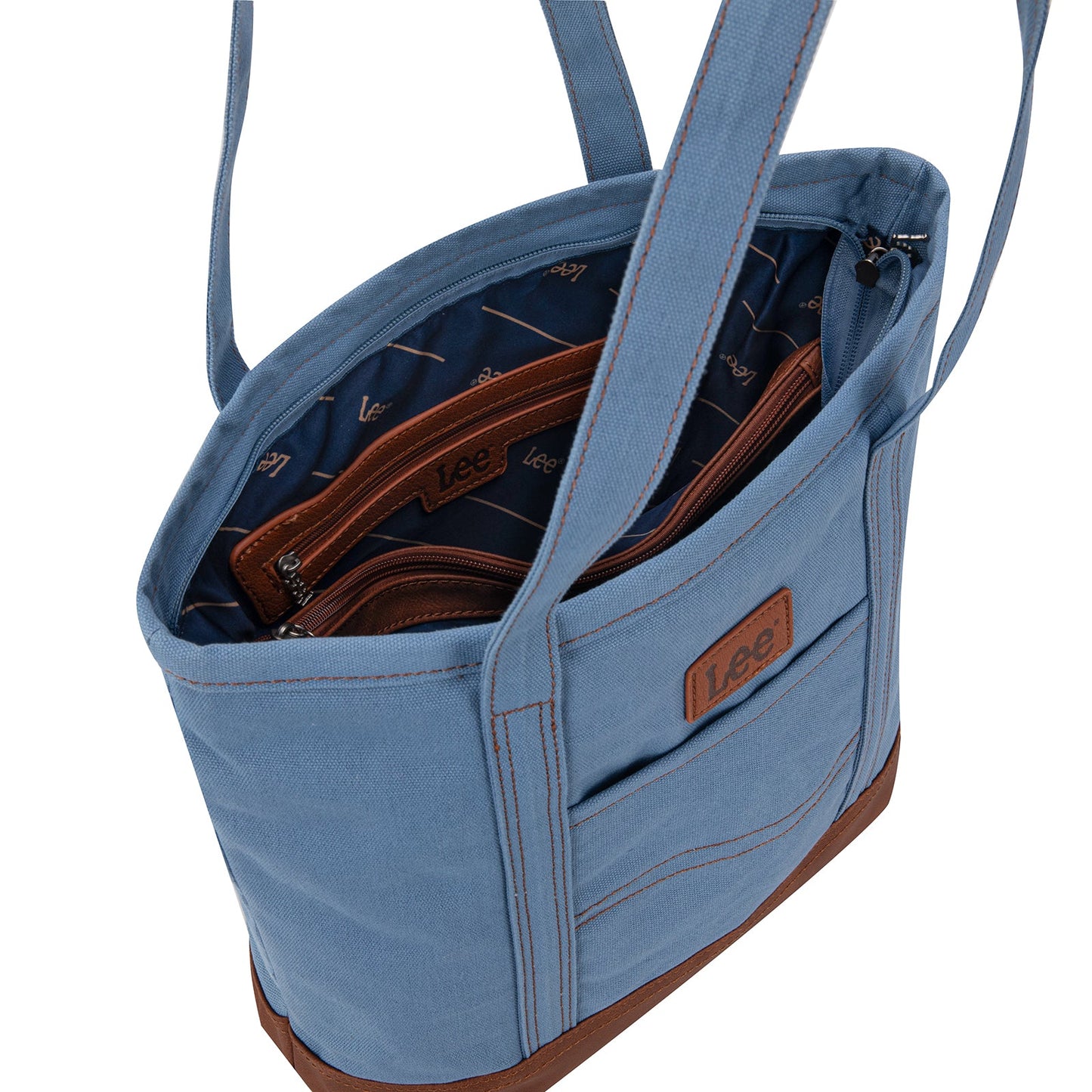 LEE29-229 LEE Large Denim Patchwork Canvas Tote Bag