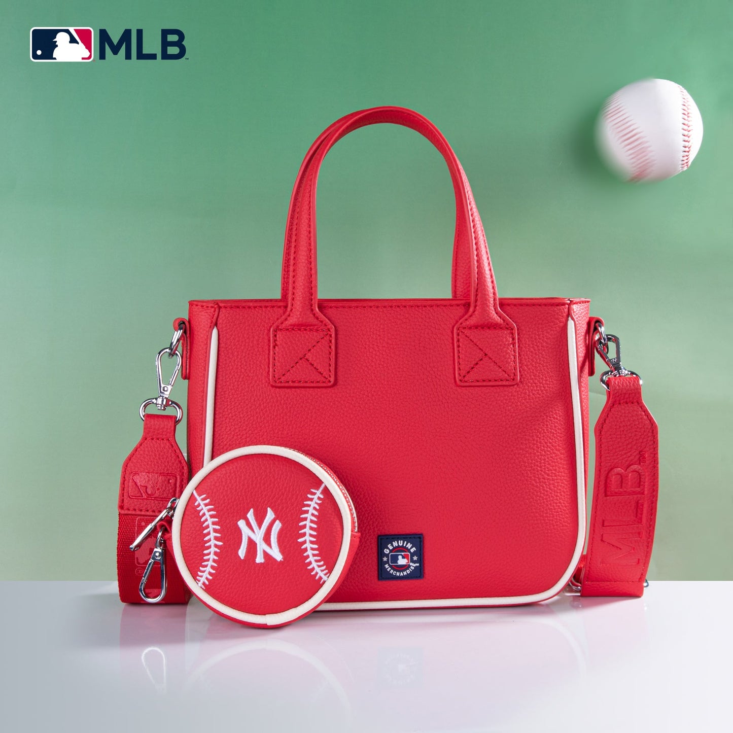 MLB-NY103 MLB New York Yankees Team Tote/Crossbody with Baseball Coin Pouch
