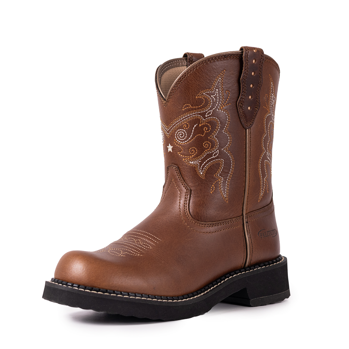 Palitutu PLT303604 Women's Mid-calf Western Boots - Full Grain Leather, Round Toe