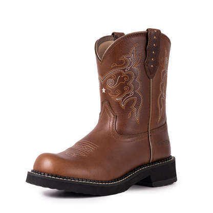 Palitutu PLT303604 Women's Mid-calf Western Boots - Full Grain Leather, Round Toe