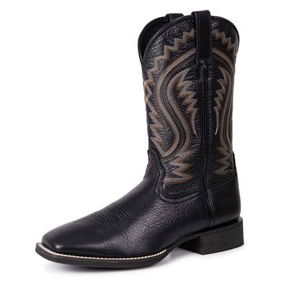 Palitutu PLT103613 Men's Western Cowboy Boots - Full Grain Leather, Square Toe