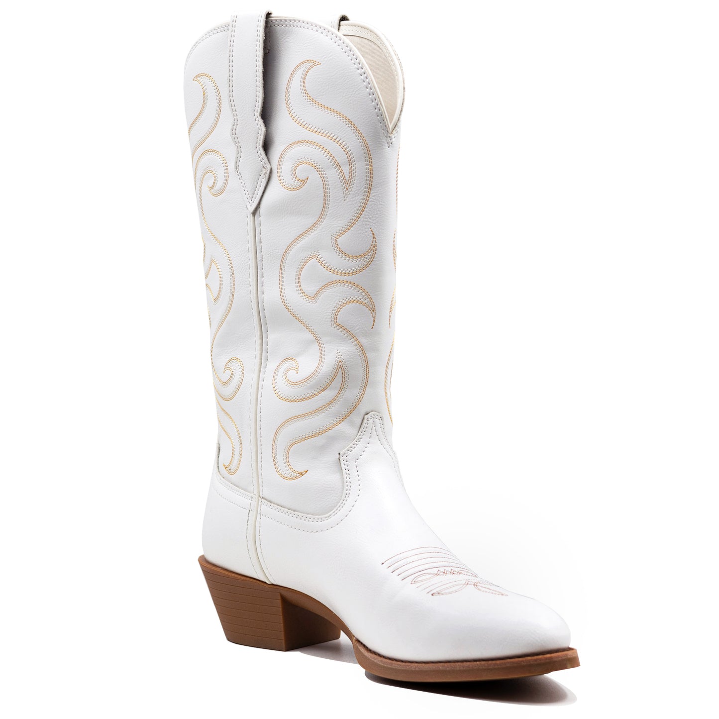 Palitutu PLT703601B Women's Western Cowgirl Boots - PU Leather, Round Toe