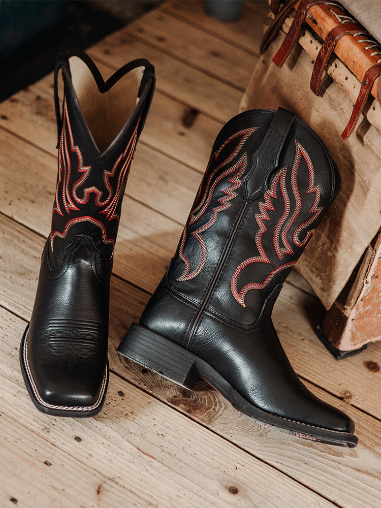 Palitutu PLT703603 Women's Western Cowgirl Boots - PU Leather, Square Toe