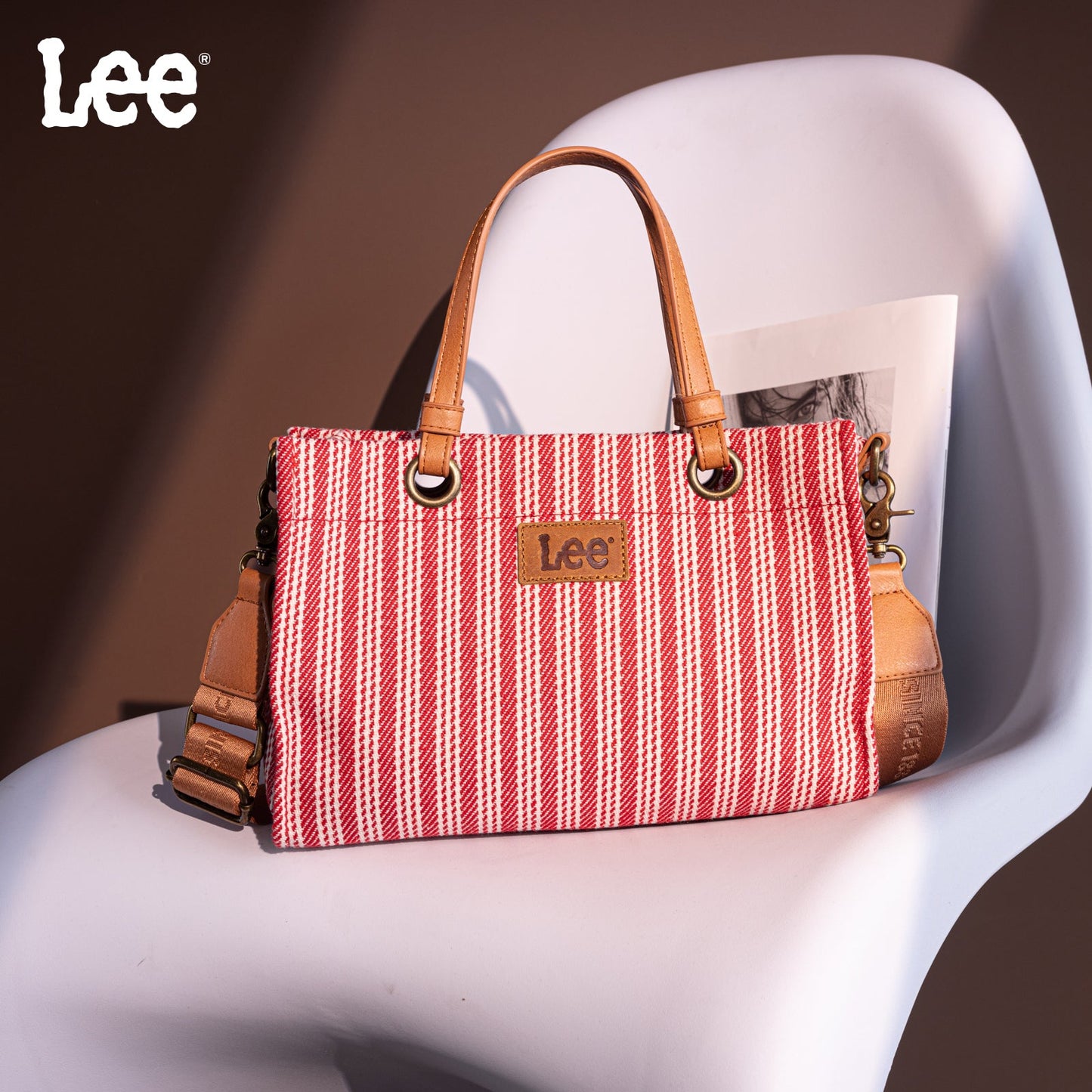 LEE55-001  LEE Striped Collection Canvas Carry-All Tote Bag