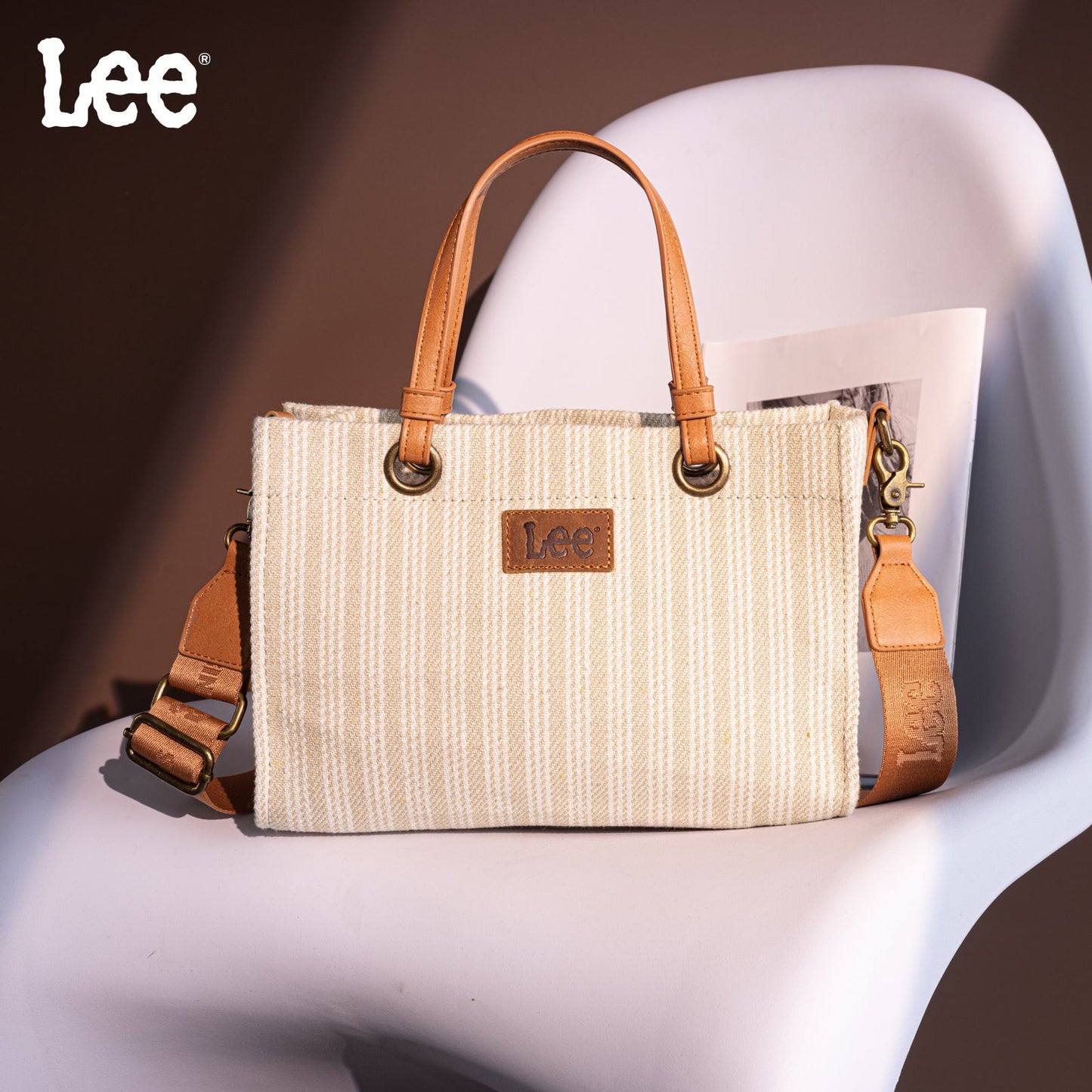 LEE55-001  LEE Striped Collection Canvas Carry-All Tote Bag