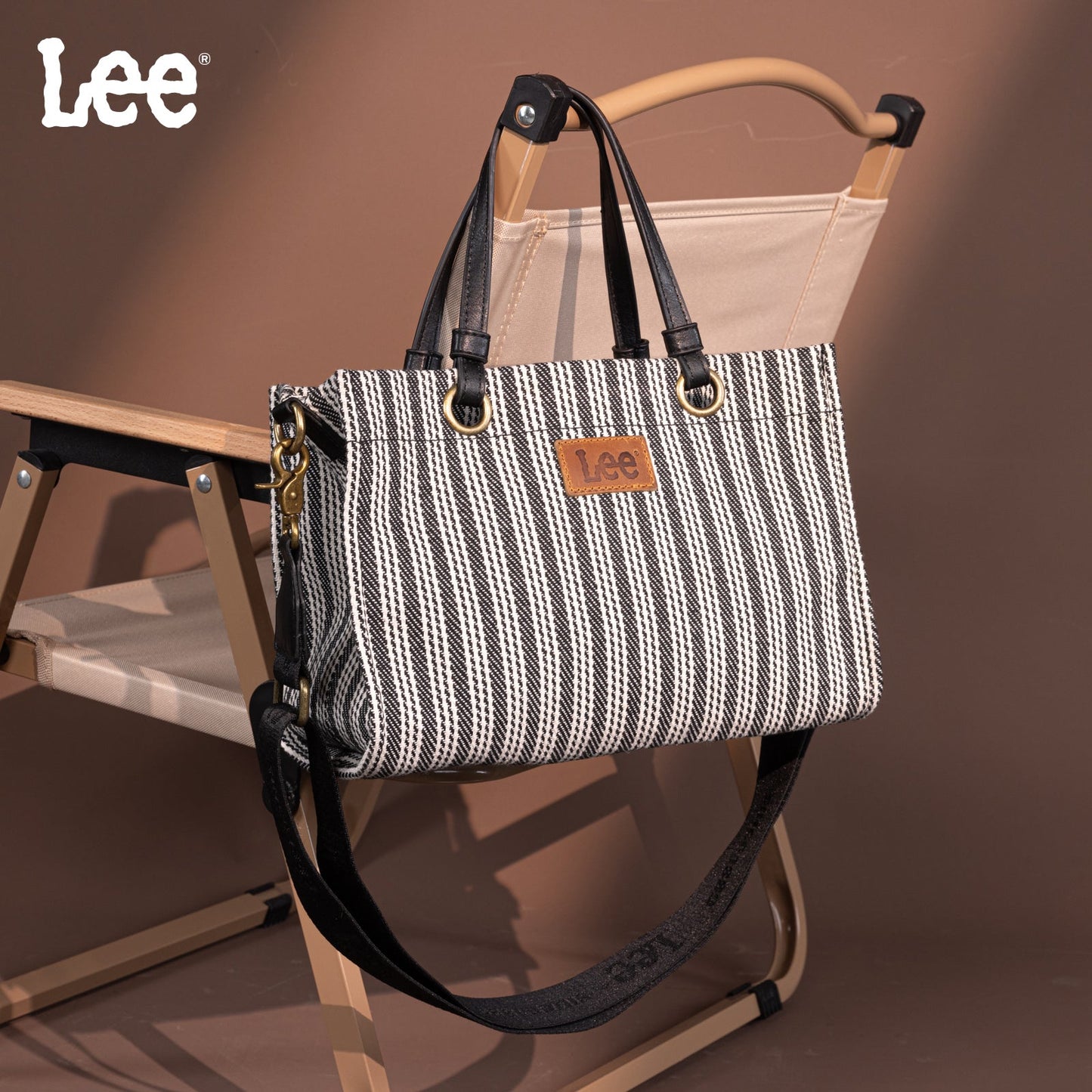 LEE55-001  LEE Striped Collection Canvas Carry-All Tote Bag