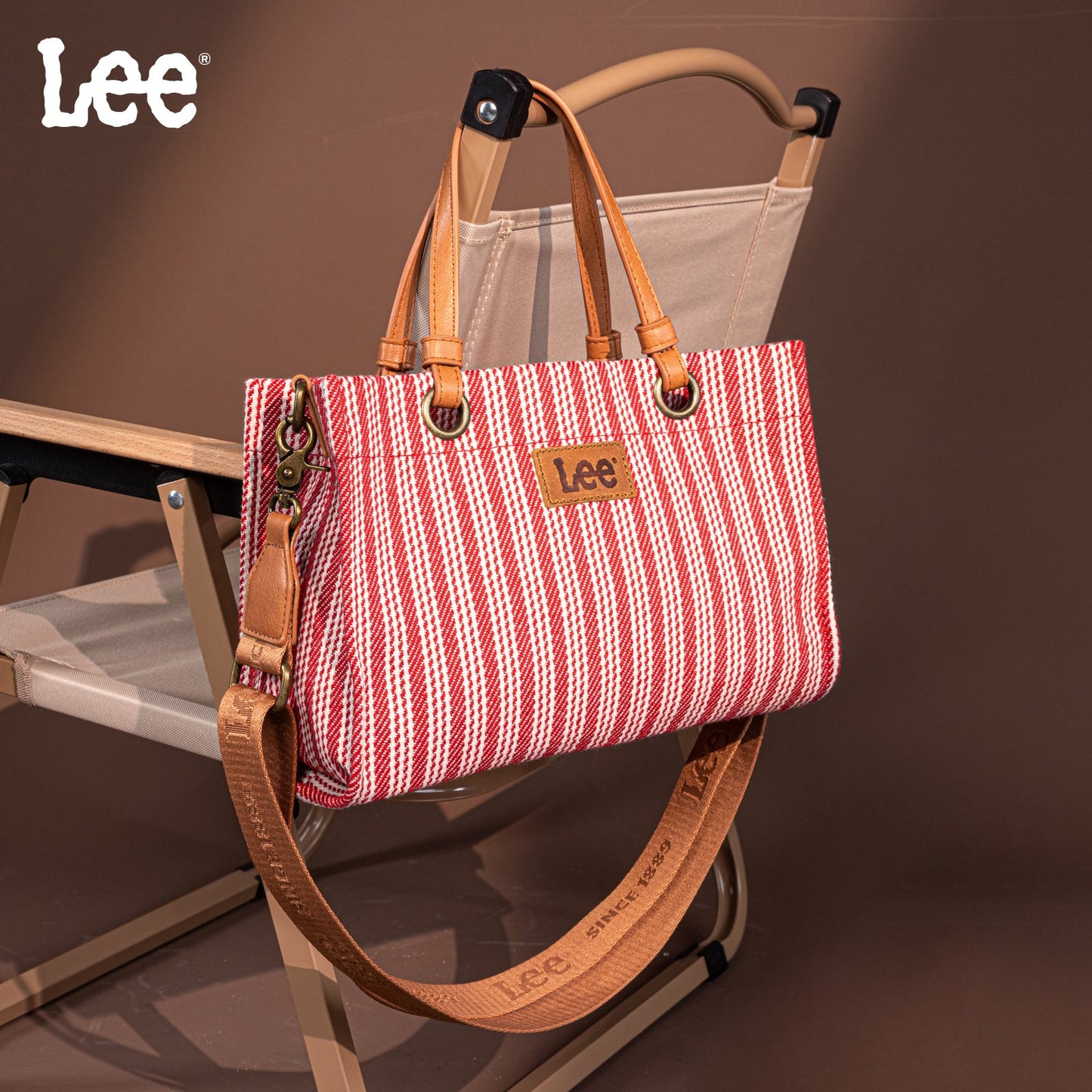 LEE55-001  LEE Striped Collection Canvas Carry-All Tote Bag