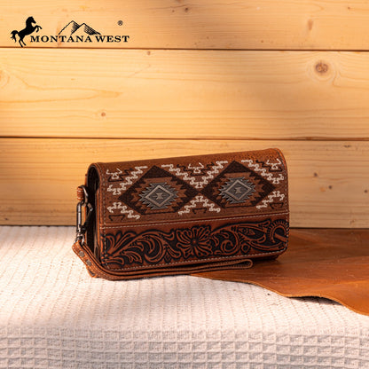 MW1330-W018 Montana West Tooled Embroidered Collection Wallet