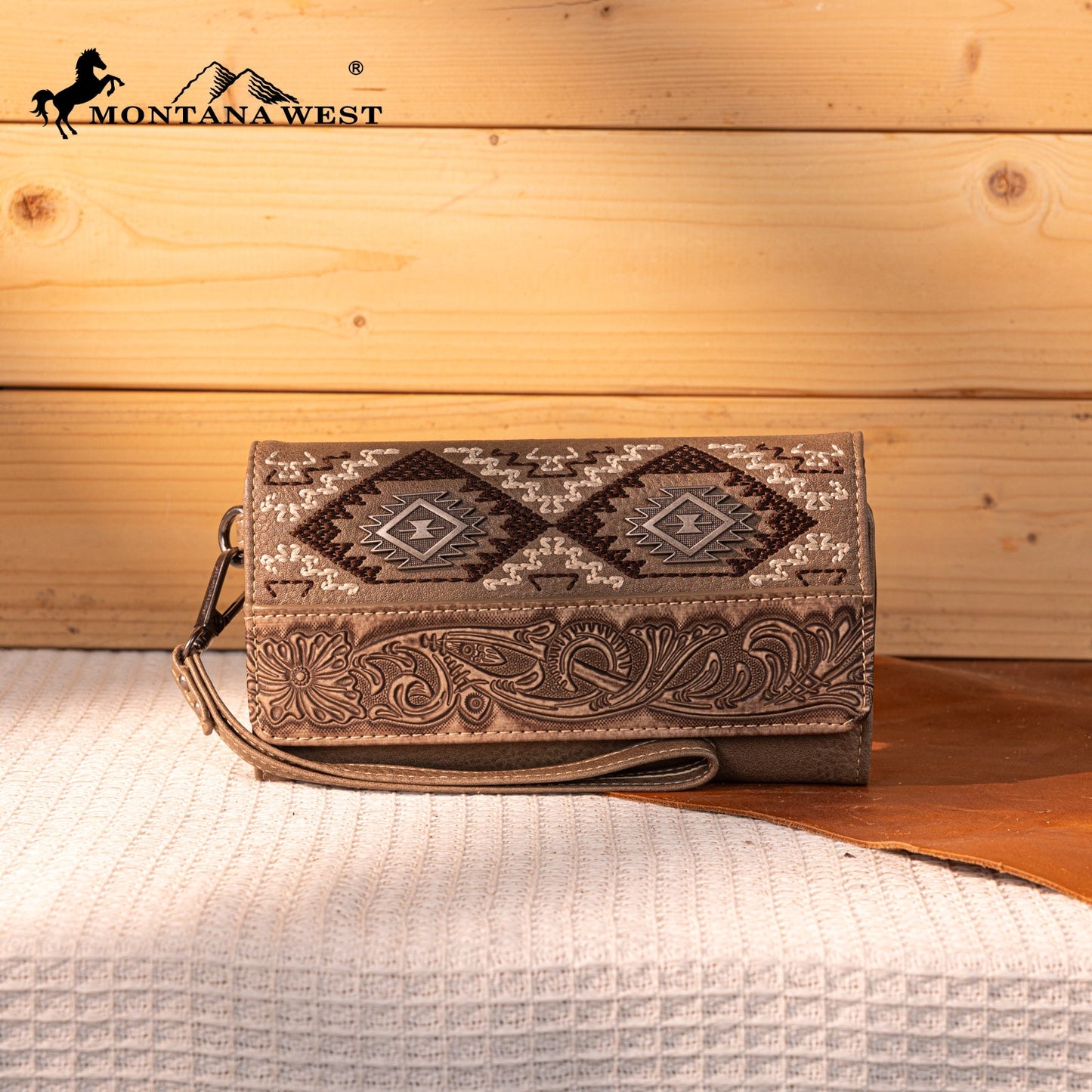 MW1330-W018 Montana West Tooled Embroidered Collection Wallet