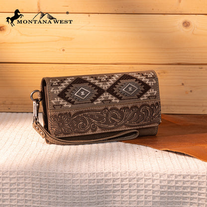 MW1330-W018 Montana West Tooled Embroidered Collection Wallet