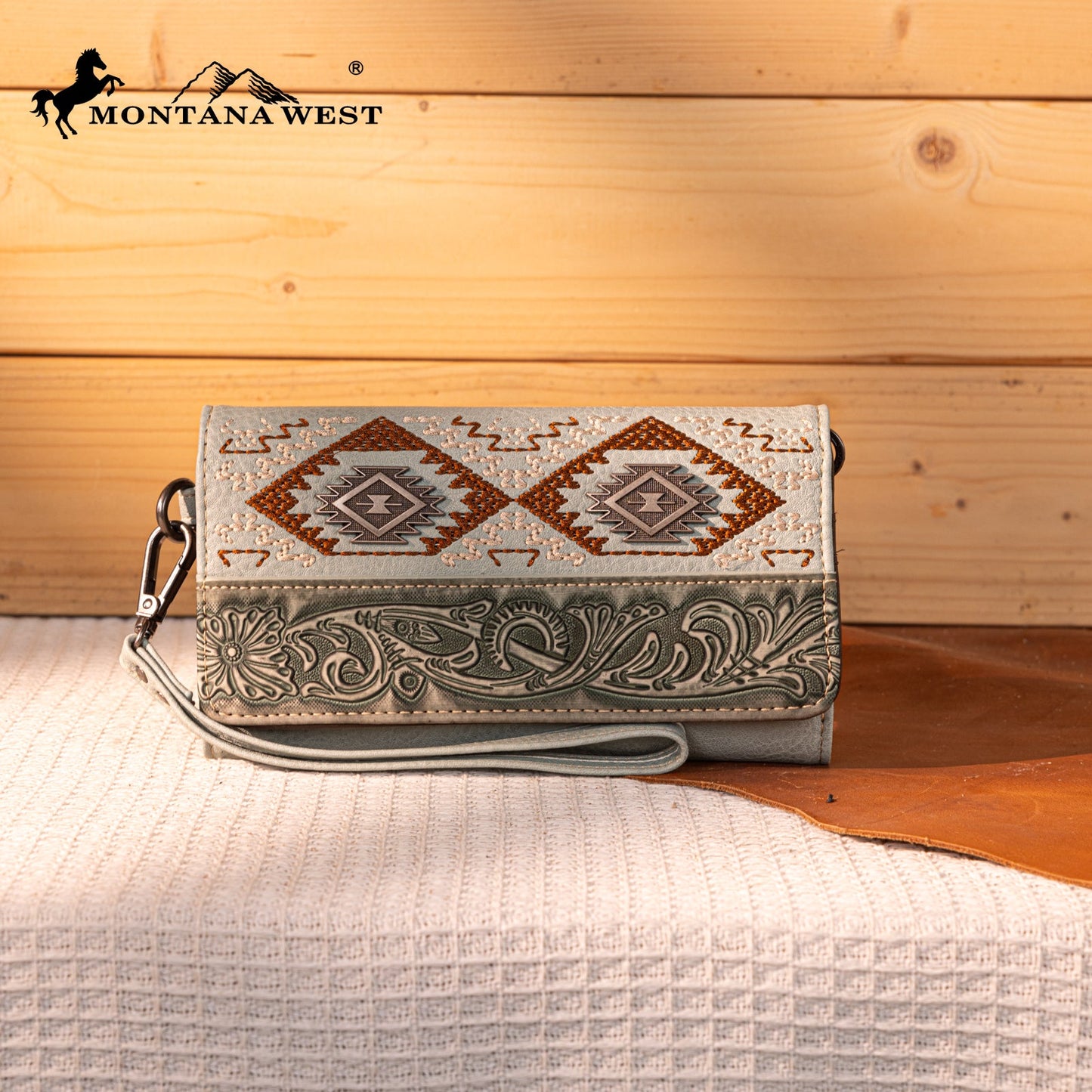MW1330-W018 Montana West Tooled Embroidered Collection Wallet