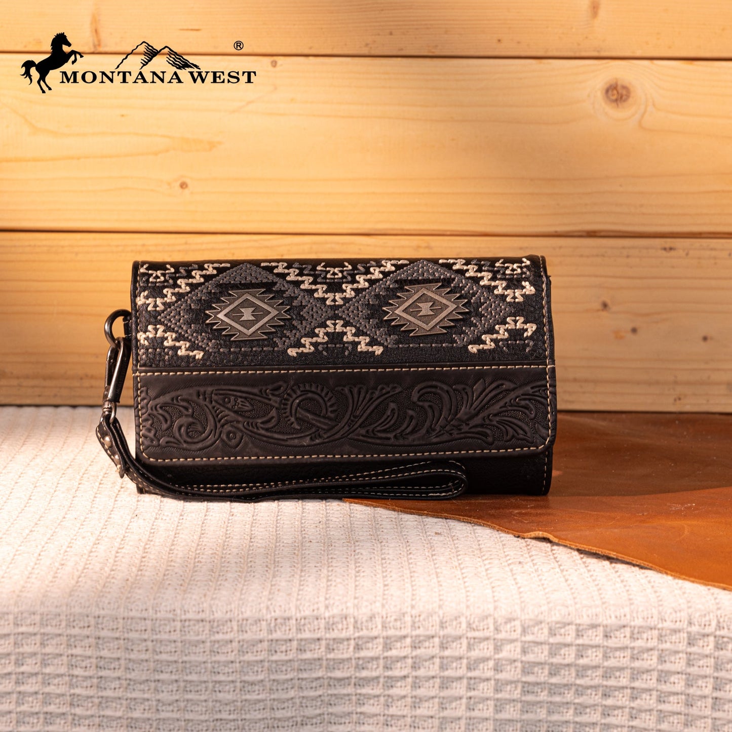 MW1330-W018 Montana West Tooled Embroidered Collection Wallet
