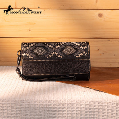MW1330-W018 Montana West Tooled Embroidered Collection Wallet