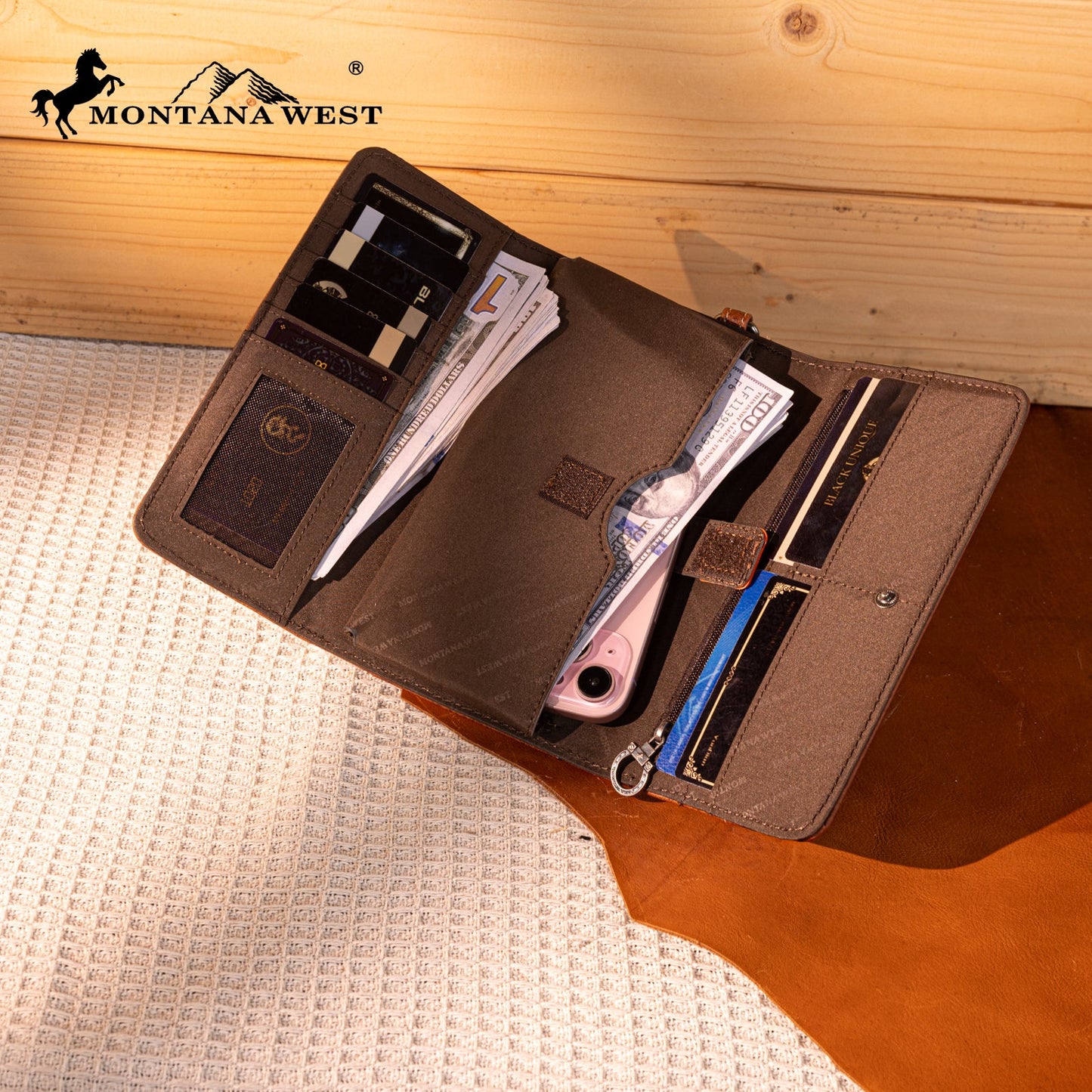 MW1330-W018 Montana West Tooled Embroidered Collection Wallet