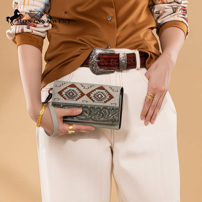 MW1330-W018 Montana West Tooled Embroidered Collection Wallet