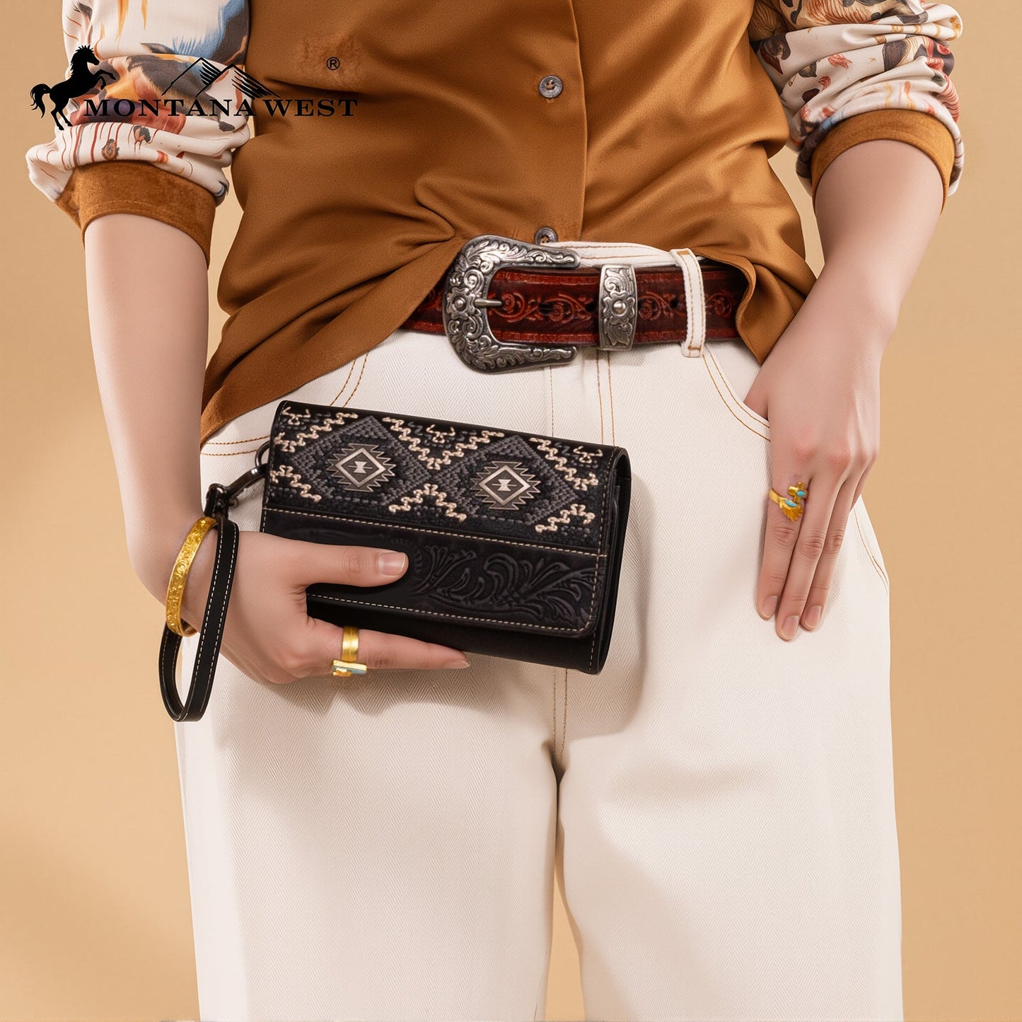 MW1330-W018 Montana West Tooled Embroidered Collection Wallet