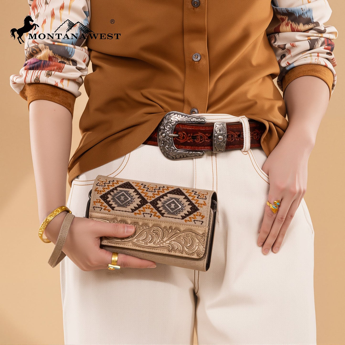 MW1330-W018 Montana West Tooled Embroidered Collection Wallet