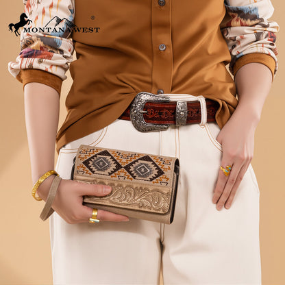 MW1330-W018 Montana West Tooled Embroidered Collection Wallet