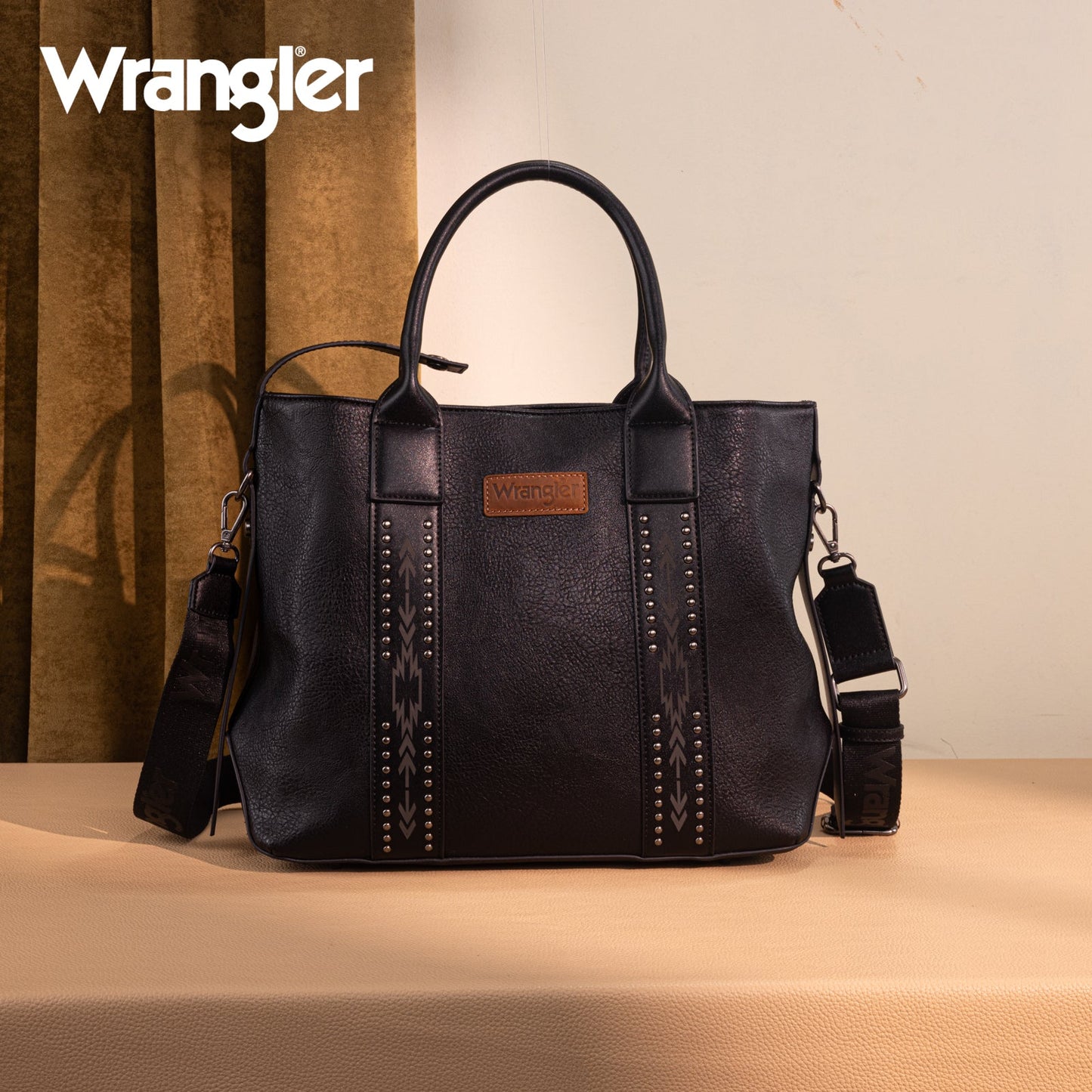 WG199-1824 Wrangler Carry-All Aztec Expandable Tote/Crossbody -Black